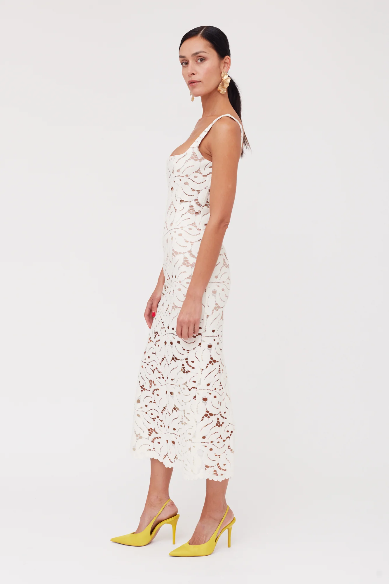 OTILIA White Lace The Square Scoop Neckline Wedding Dress - Image 4