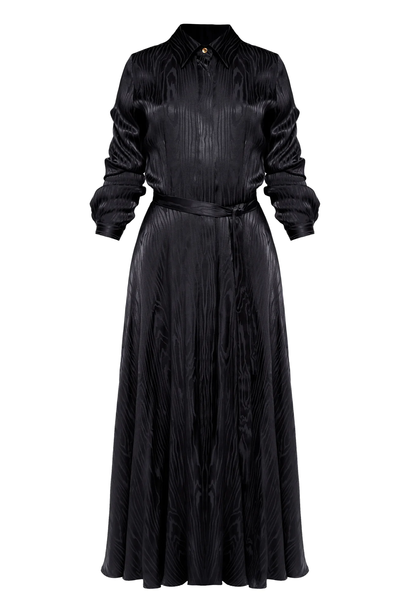PAOLA black jacquard viscose shirt midi dress - Image 8