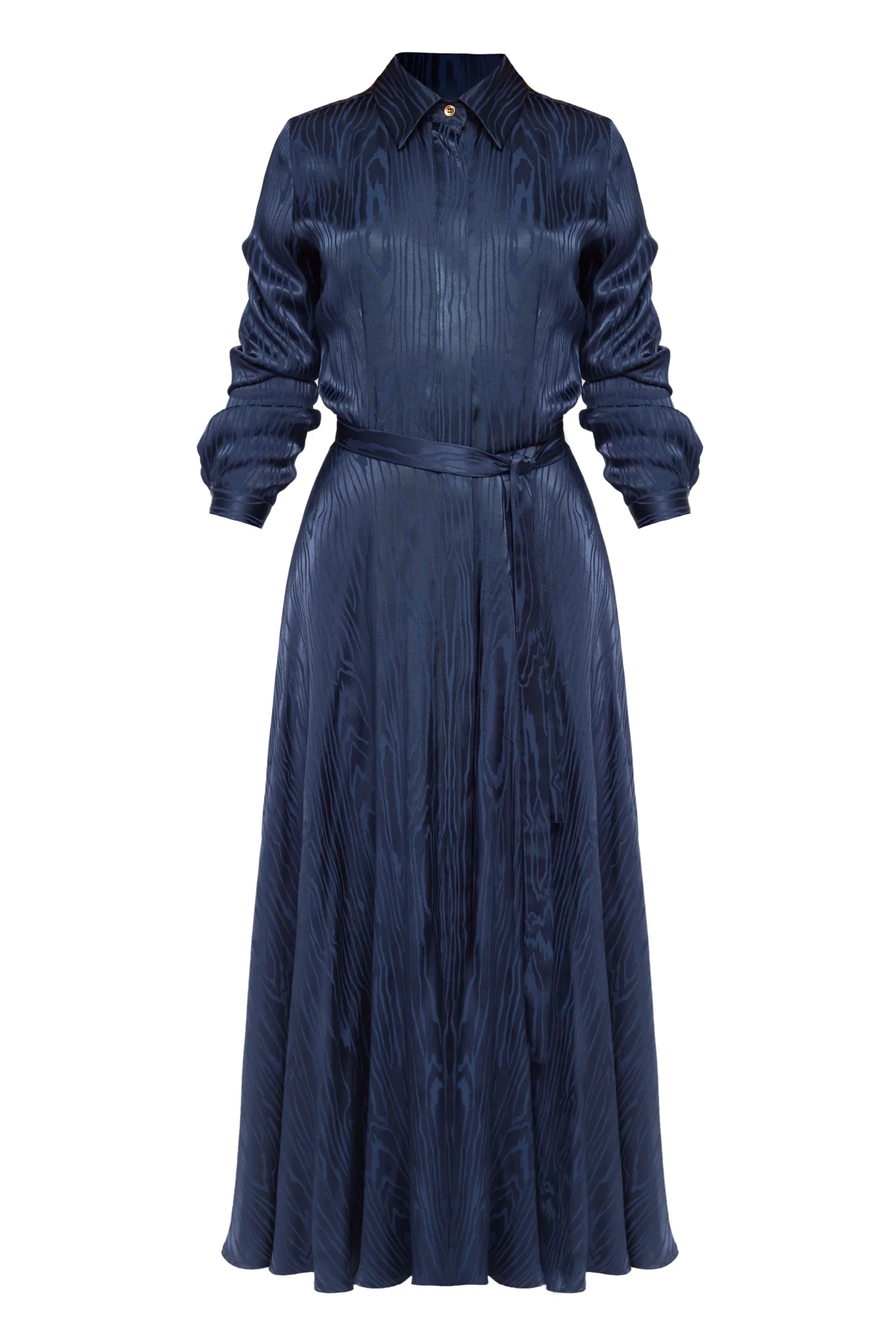 PAOLA blue jacquard viscose shirt dress with circle skirt - Image 9