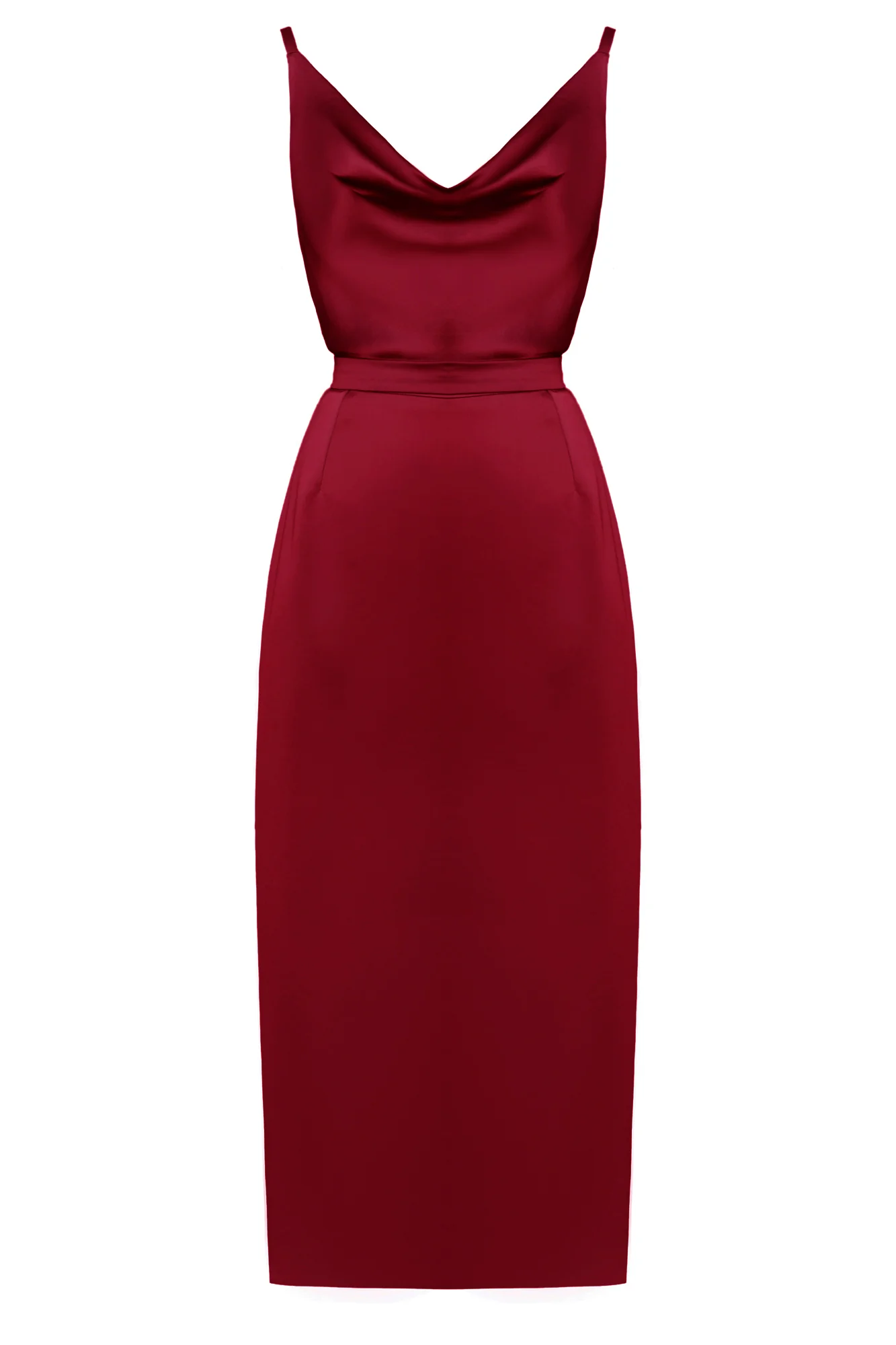 KAMEA Red Satin Cocktail Midi Dress - Image 7