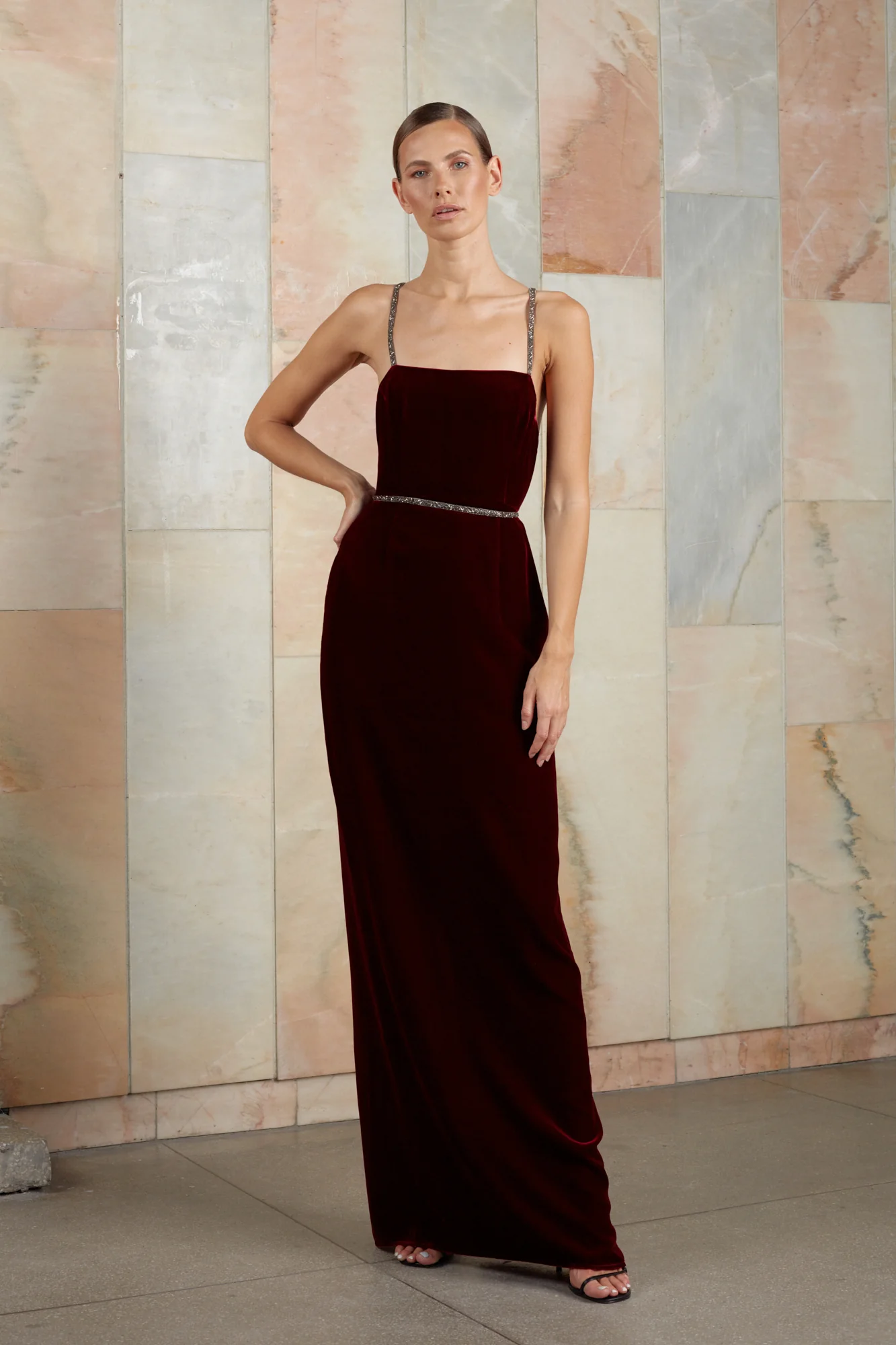 ENIGMA red wine evening maxi dress - Image 3