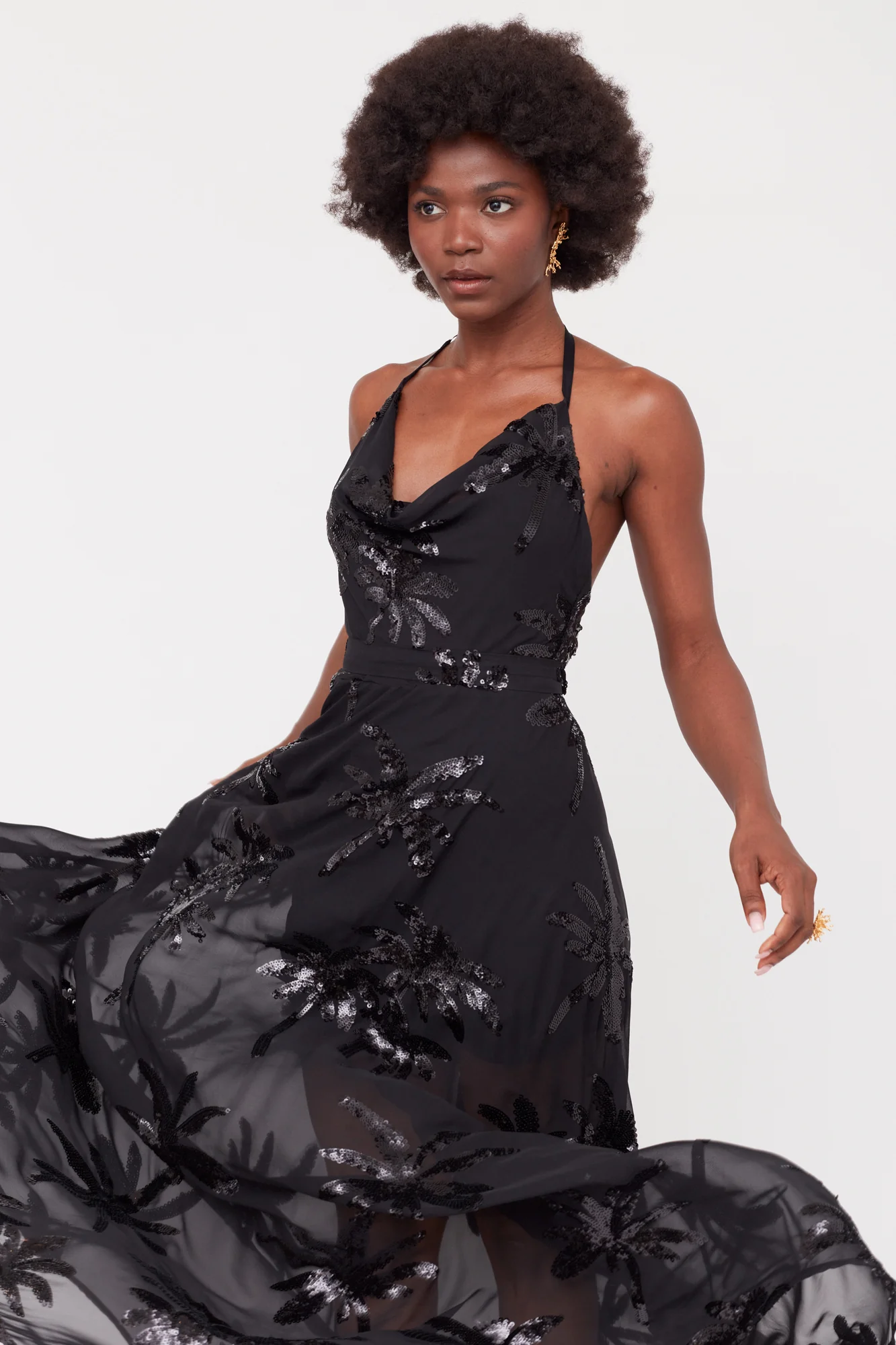 ROJA Black Evening Gown From Chiffon Sequin Embroidered - Image 2