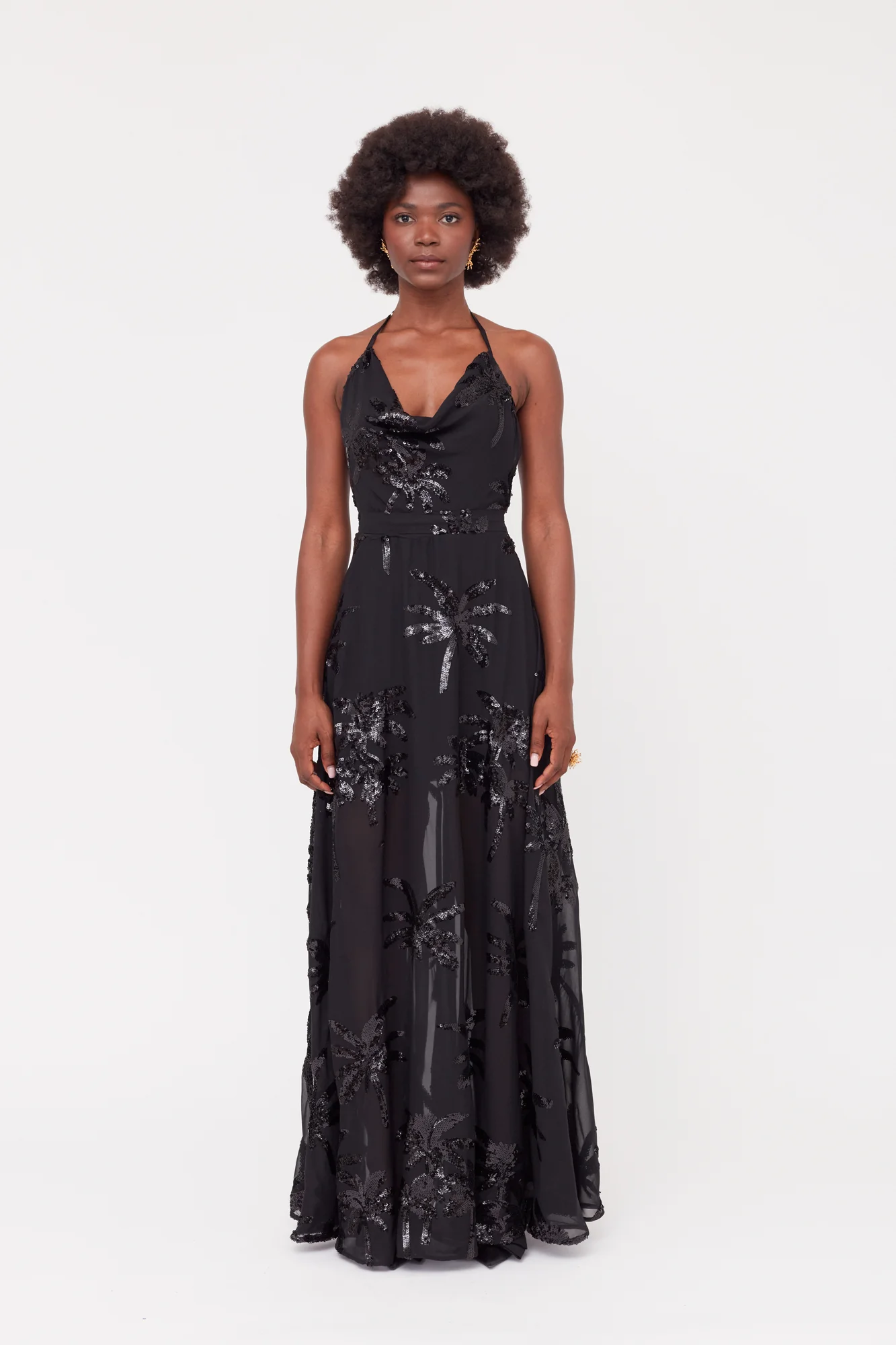 ROJA Black Evening Gown From Chiffon Sequin Embroidered - Image 3