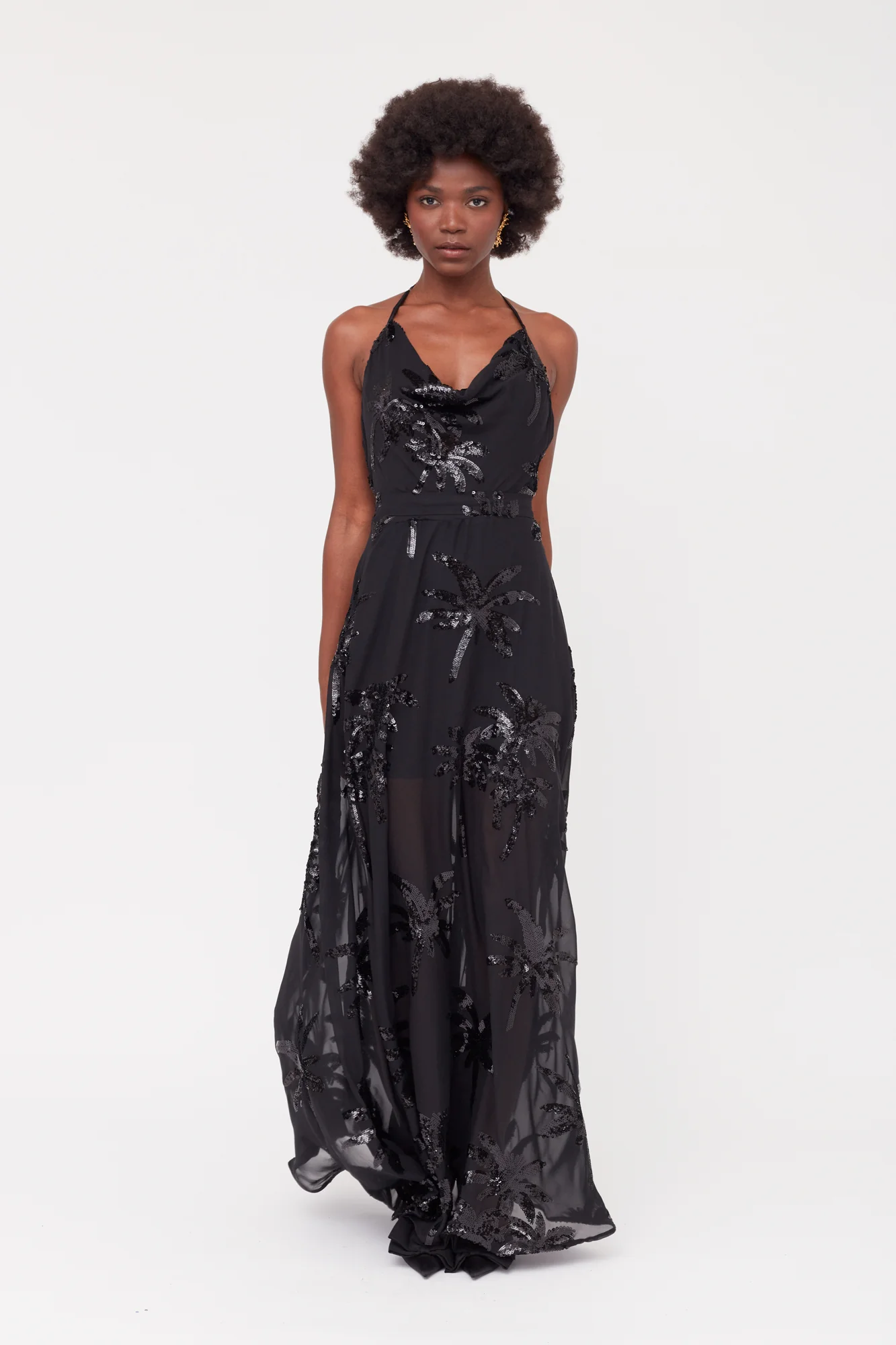 ROJA Black Evening Gown From Chiffon Sequin Embroidered - Image 4