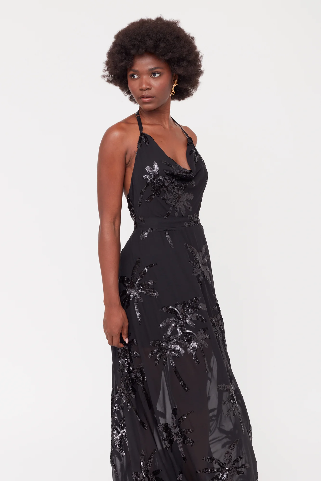 ROJA Black Evening Gown From Chiffon Sequin Embroidered - Image 5