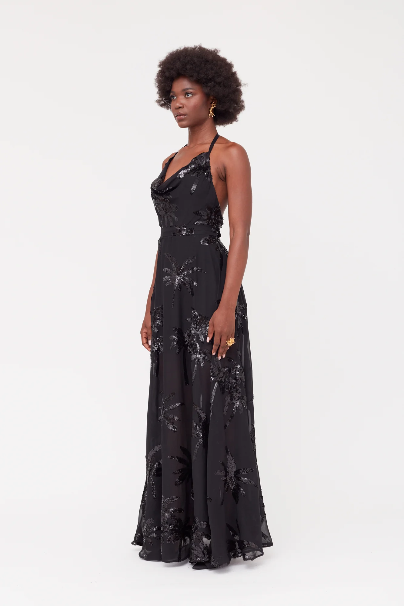 ROJA Black Evening Gown From Chiffon Sequin Embroidered - Image 6