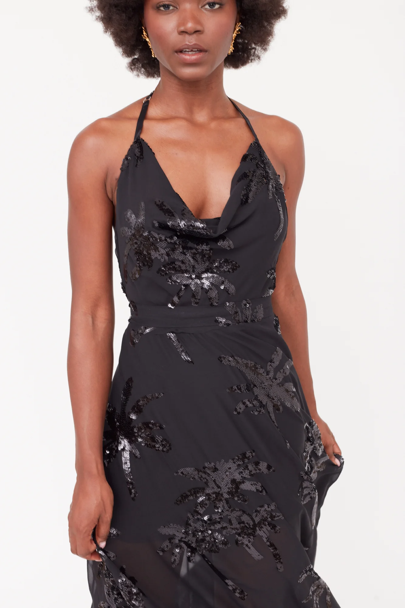 ROJA Black Evening Gown From Chiffon Sequin Embroidered - Image 7