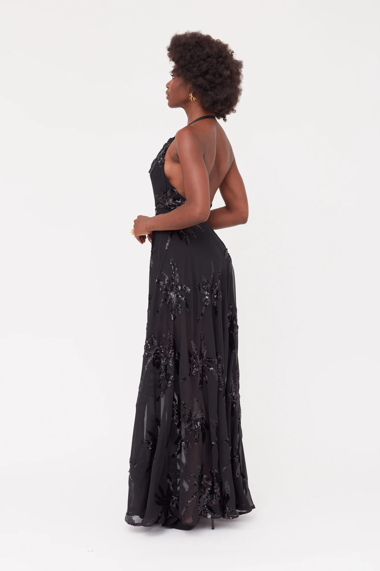 ROJA Black Evening Gown From Chiffon Sequin Embroidered - Image 9