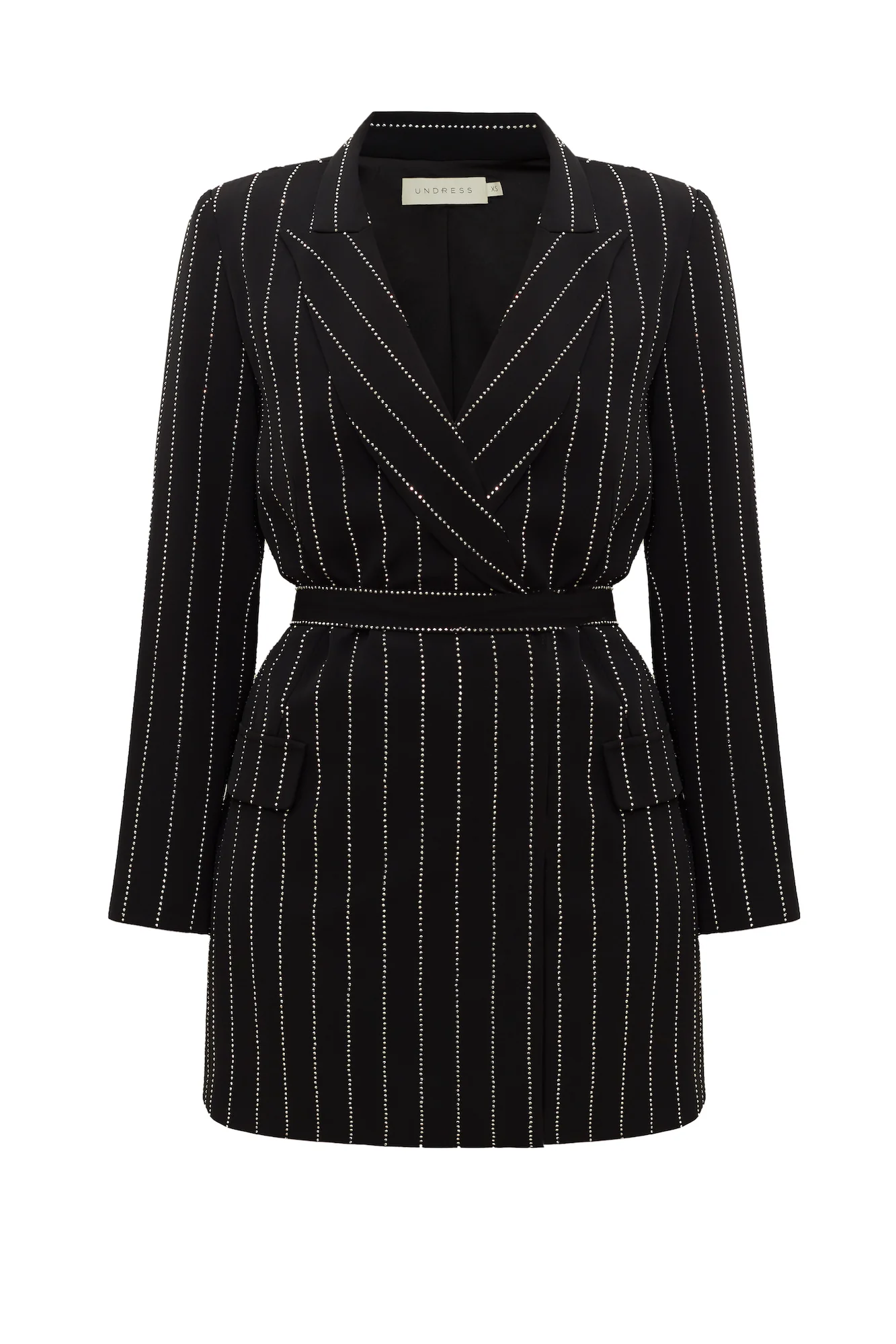 SADE black rhinestone crystal striped mini blazer dress - Image 10