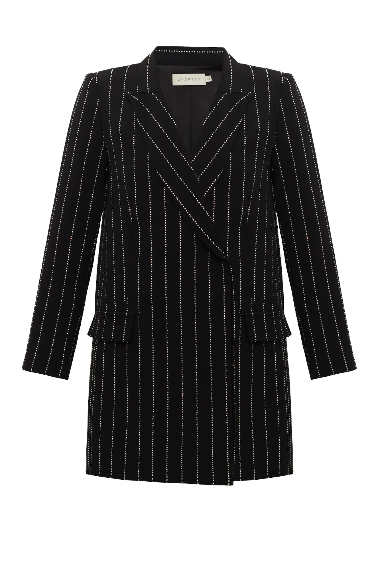 SADE black rhinestone crystal striped mini blazer dress - Image 11