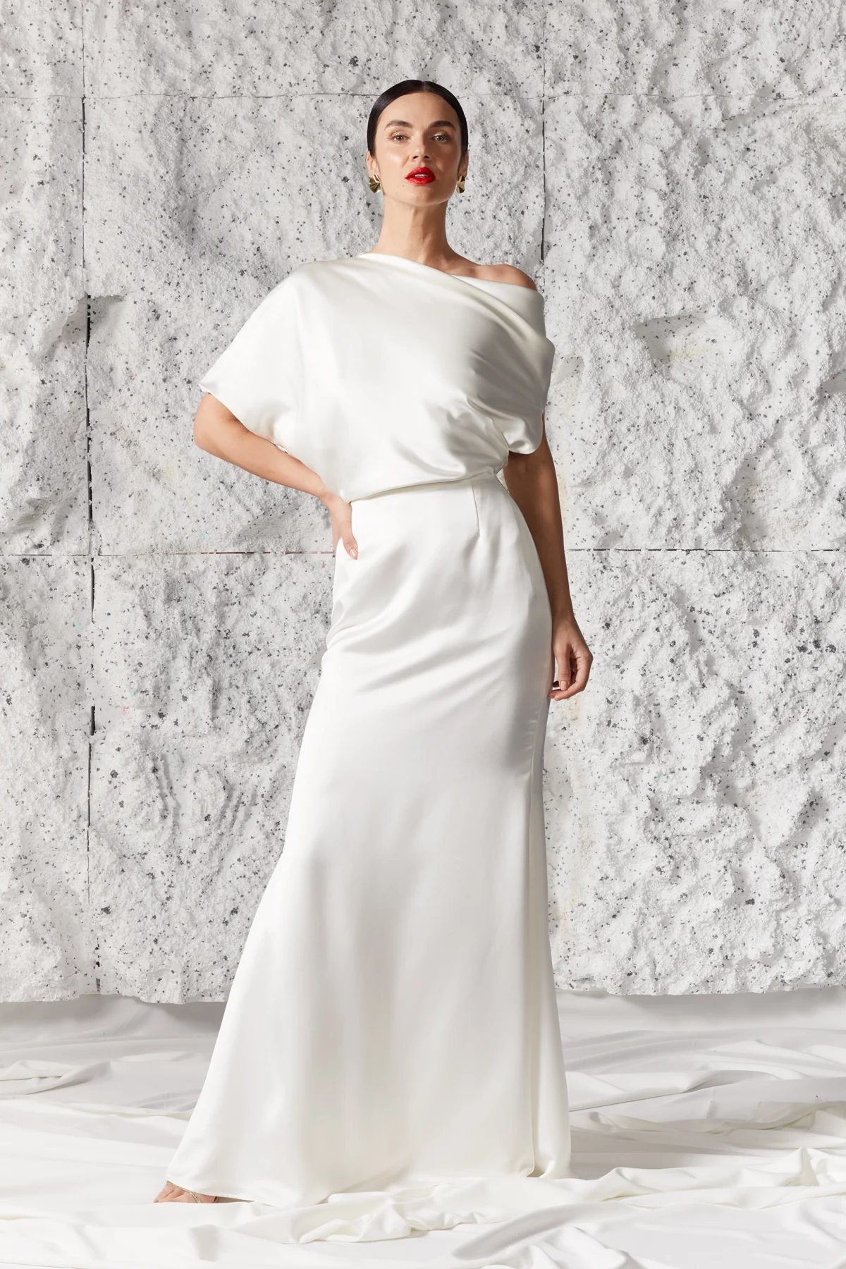 HELEN satin asymmetric wedding bridal dress - Image 3