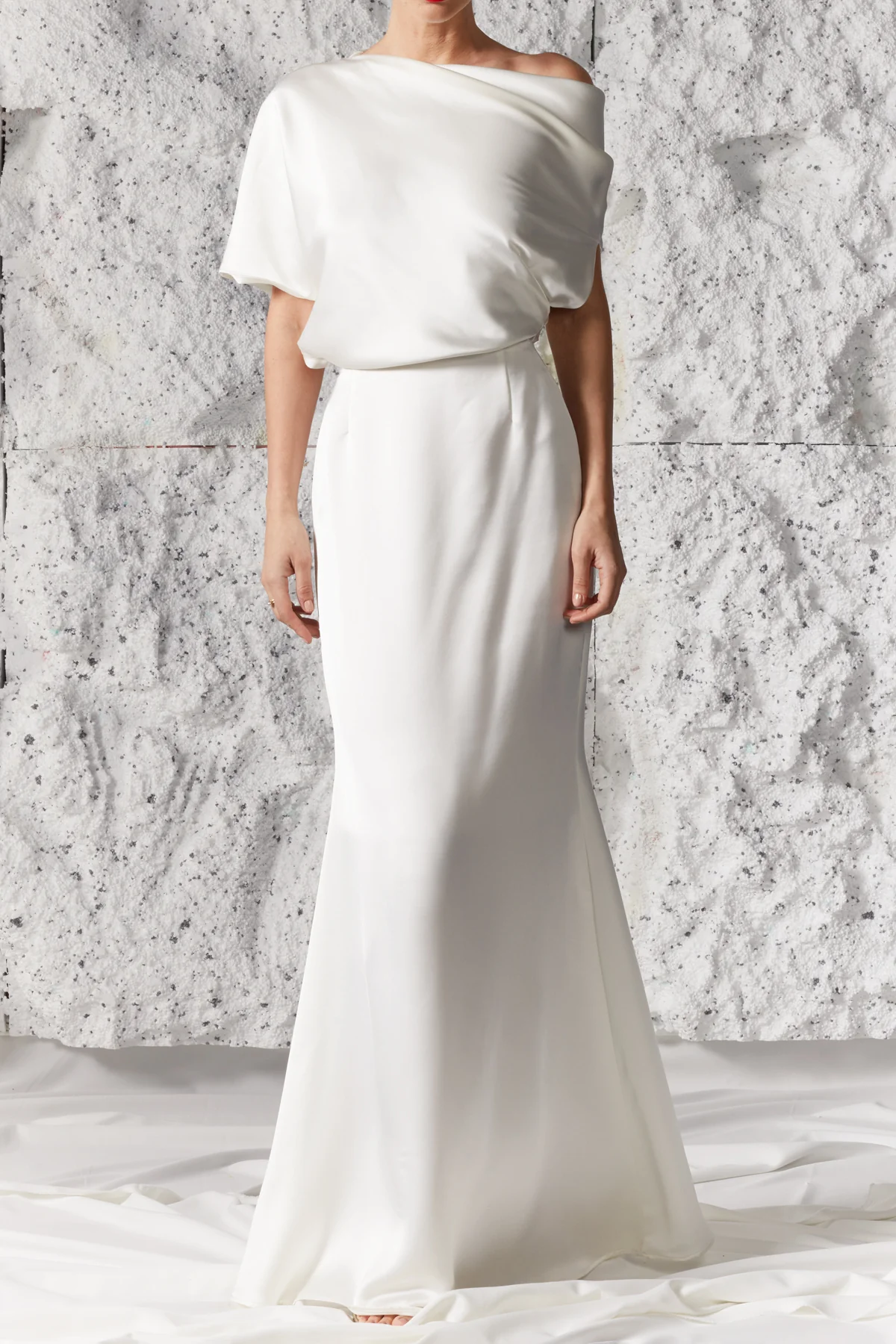 HELEN satin asymmetric wedding bridal dress - Image 4
