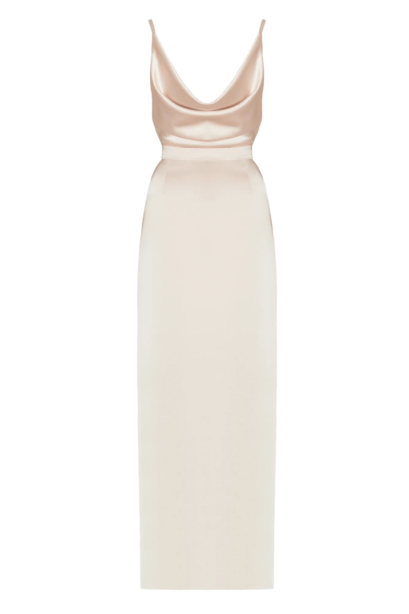 AMILA beige satin backless maxi dress - Image 10