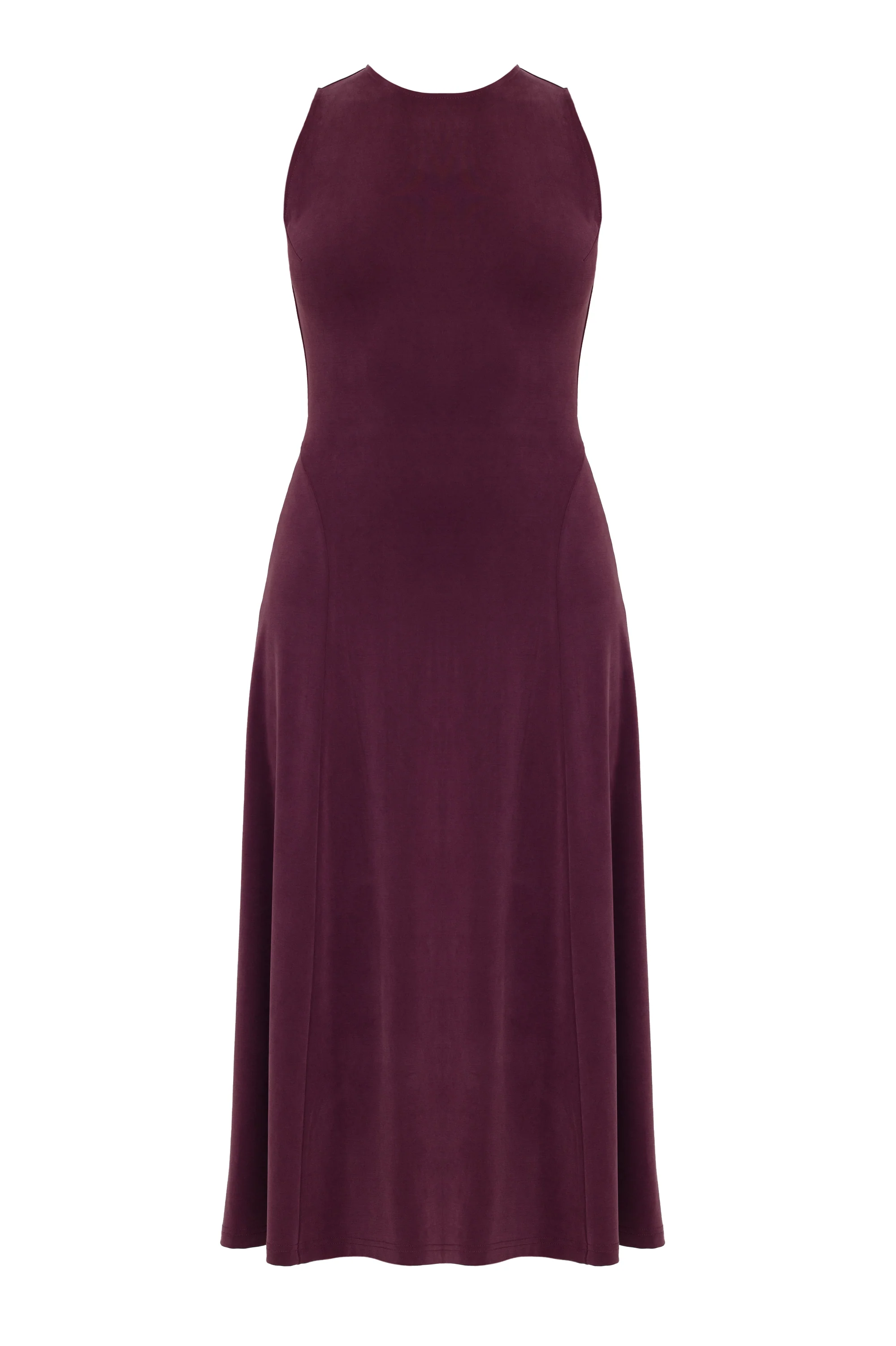 SEBA Grape Purple Cozy Knit Midi Dress with Flared Skirt - Image 5