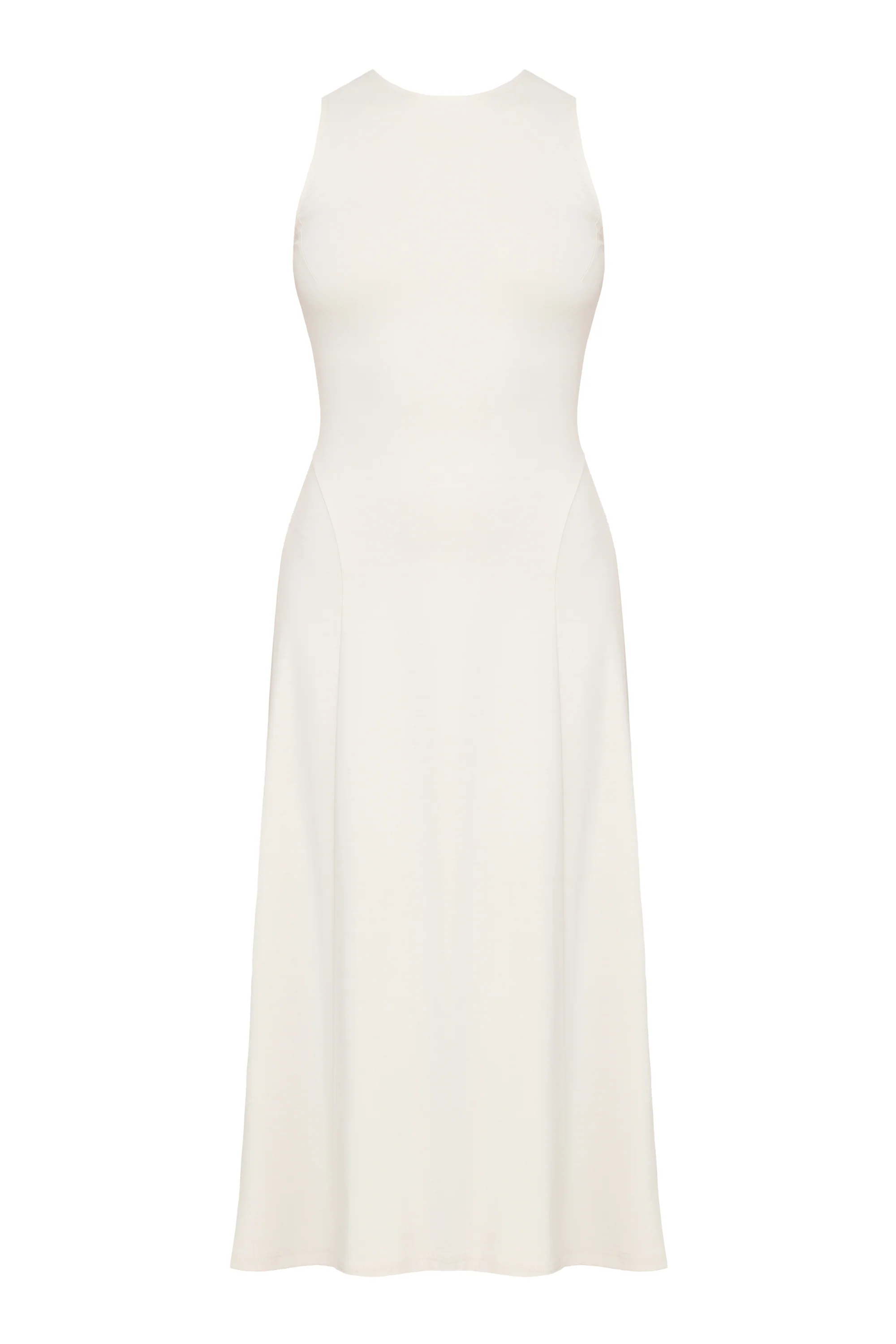 SEBA Off-White Bodycon Midi Dress with Flared Skirt - Image 4