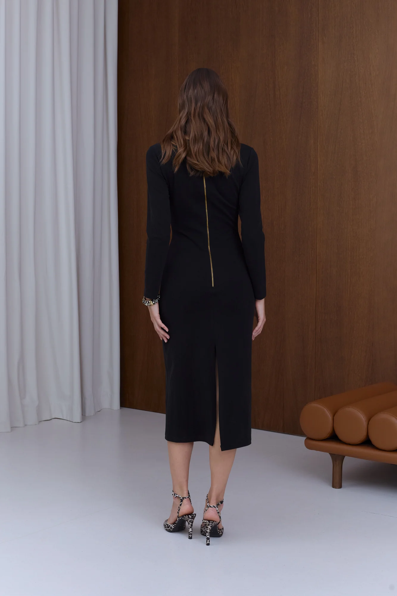 SELMA Black Midi Bodycon Dress - Image 6