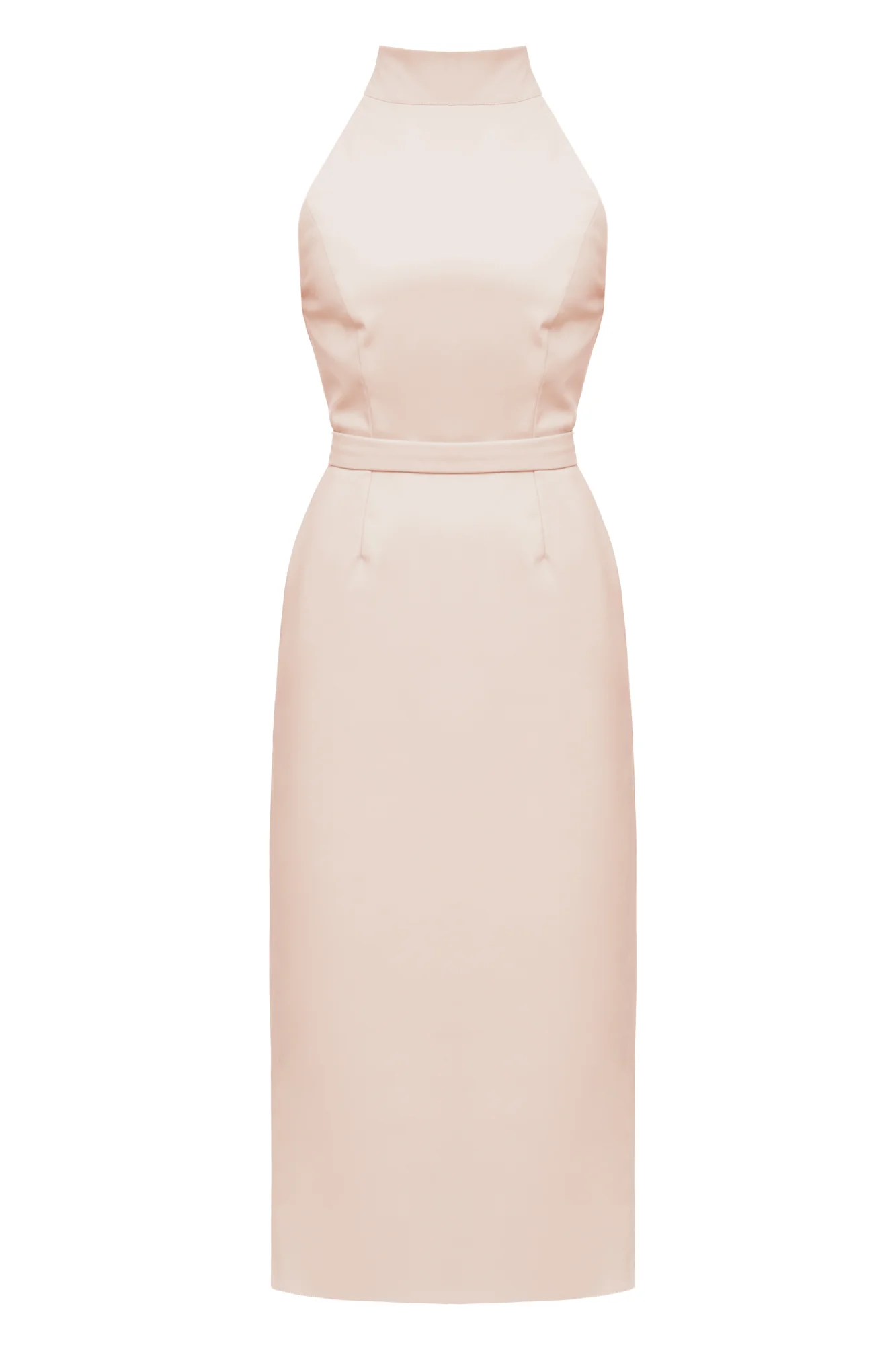 SENSA light pink faux leather midi dress - Image 6