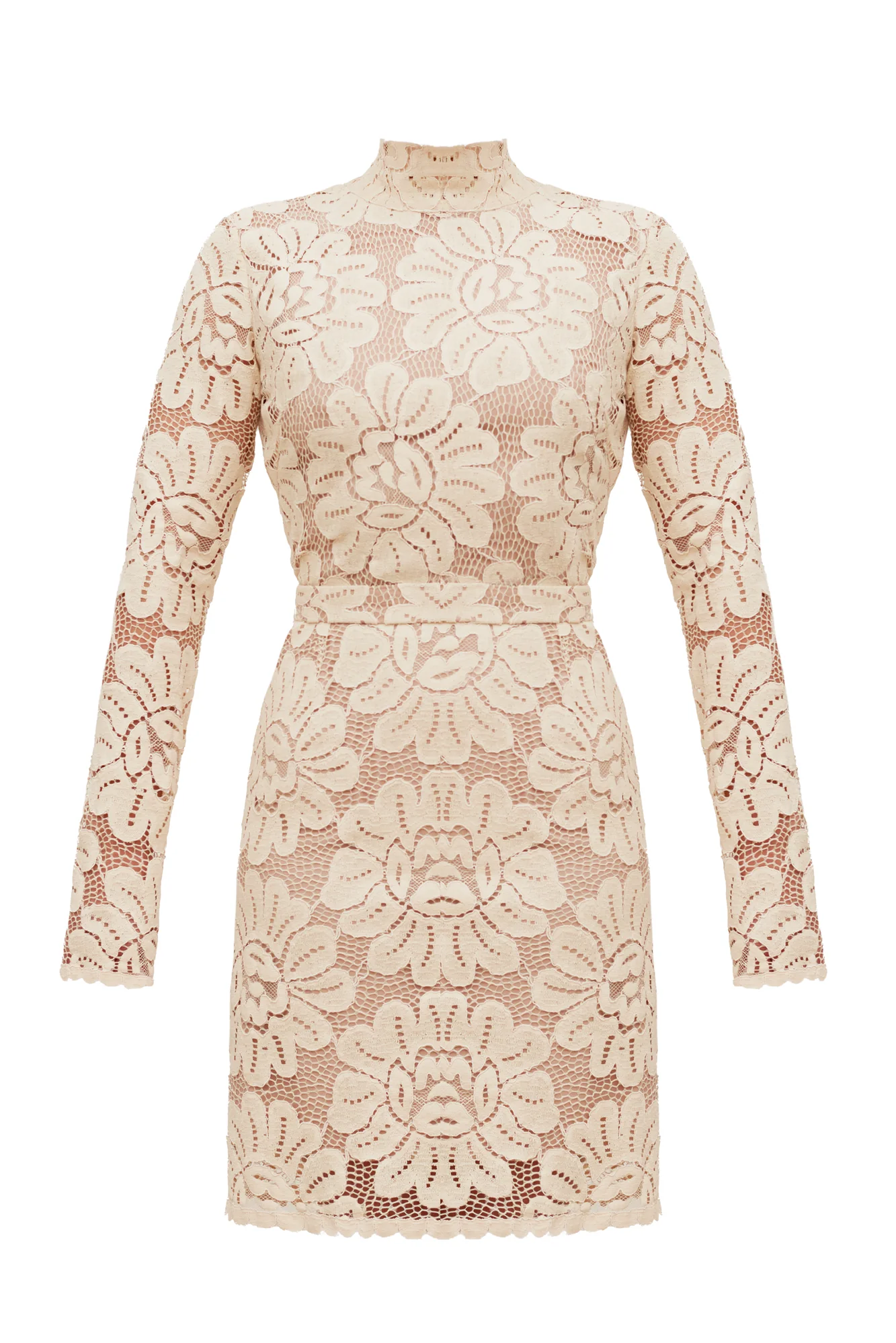 SERIN cream floral lace mini dress with open back - Image 4