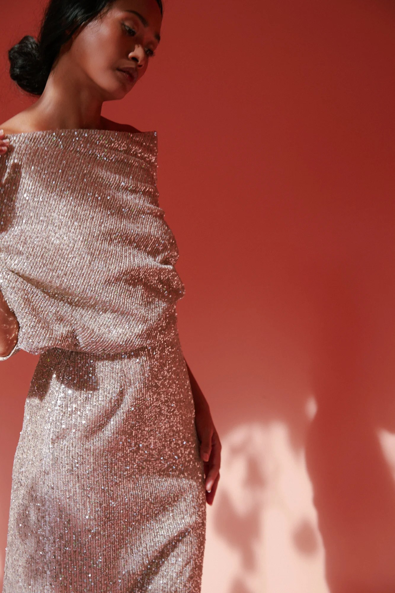 MARGO silver sequin asymmetric midi dress - Image 5