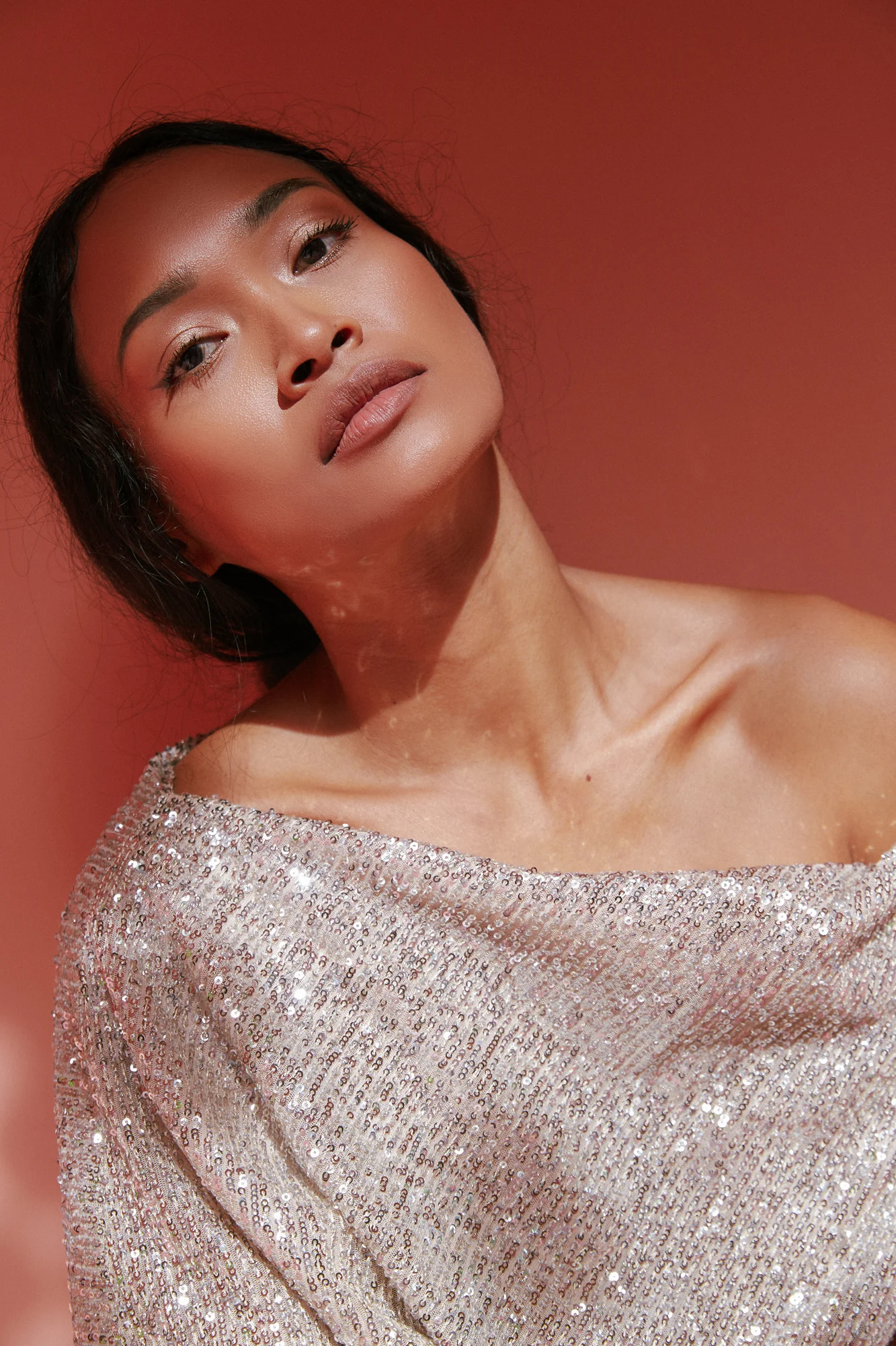 MARGO silver sequin asymmetric midi dress - Image 7