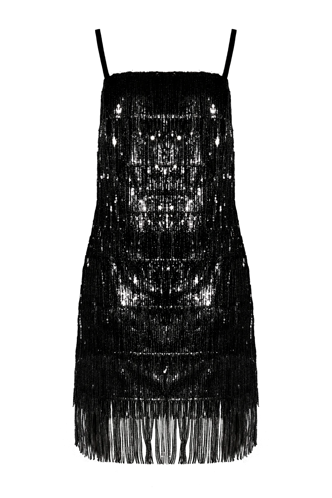 SILVI Black Sequin Fringe Mini Dress - Image 6