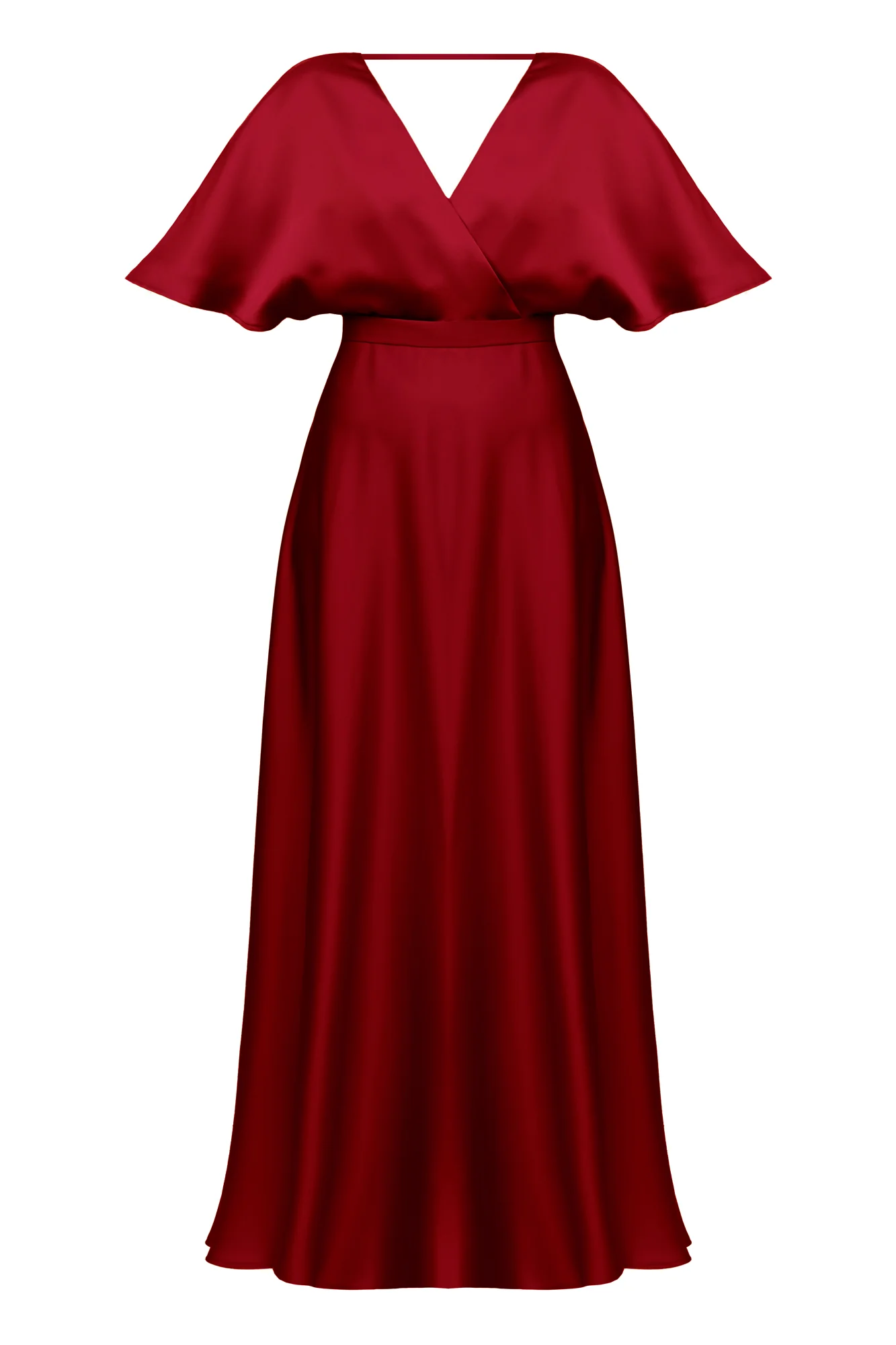 SOLENE burgundy red satin maxi evening dress - Image 7