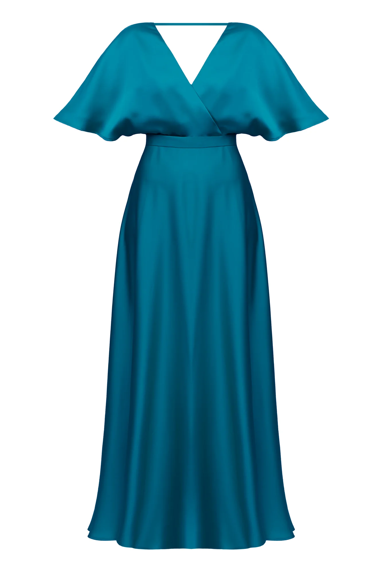 SOLENE dark turquoise satin maxi dress - Image 6