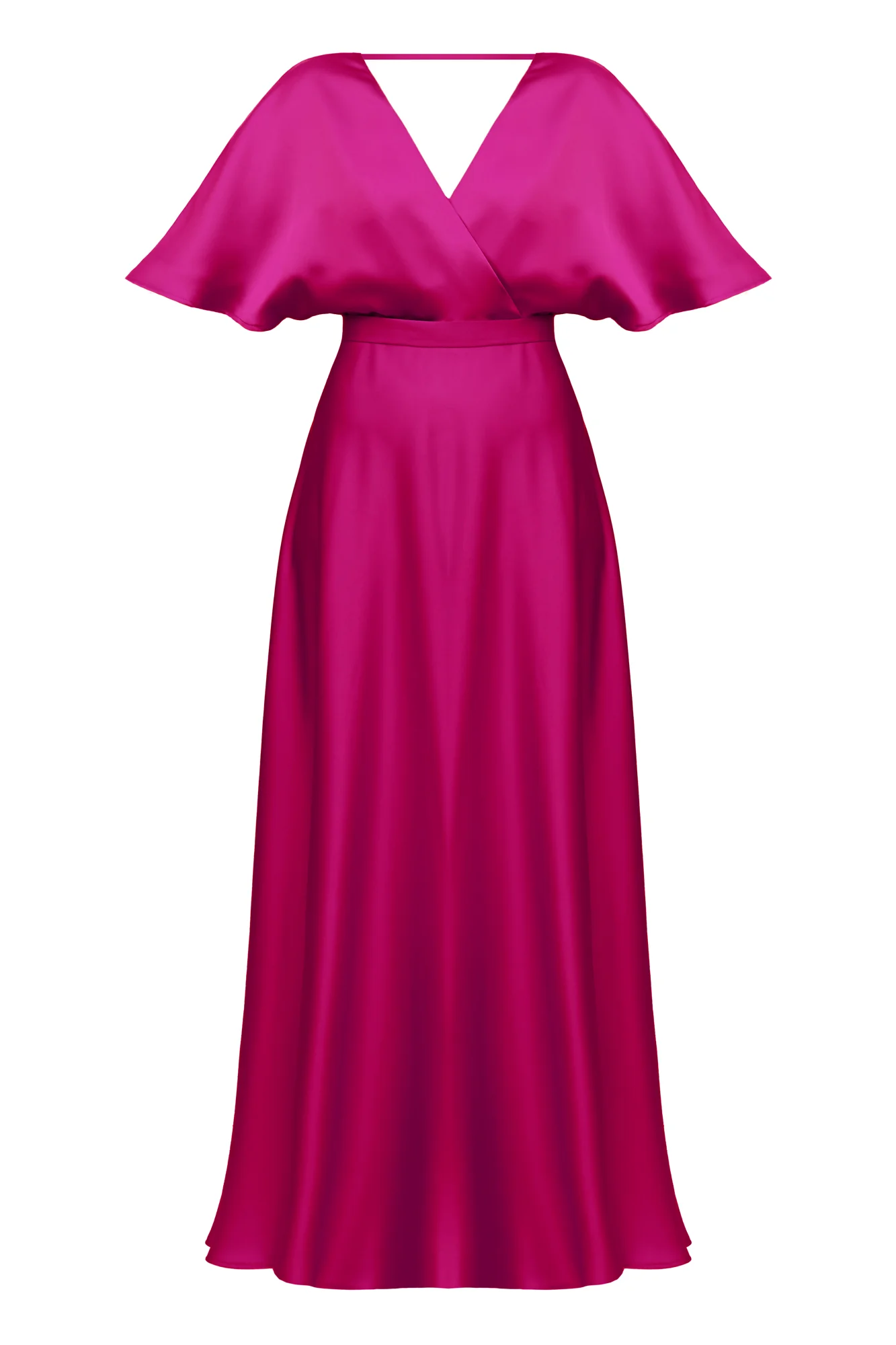 SOLENE fuchsia satin long wedding guest dress - Image 6