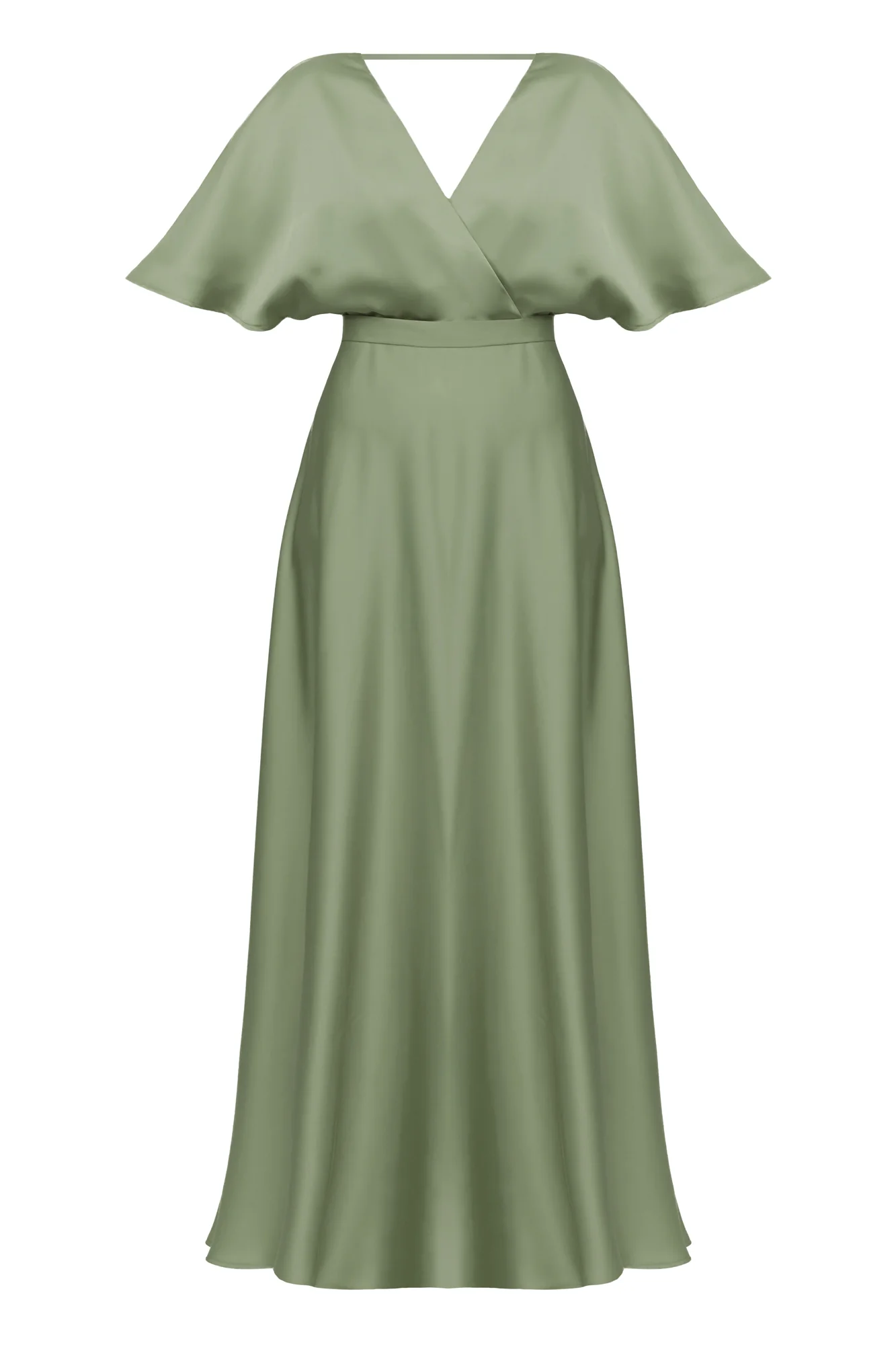 SOLENE sage green satin long wedding guest dress - Image 7