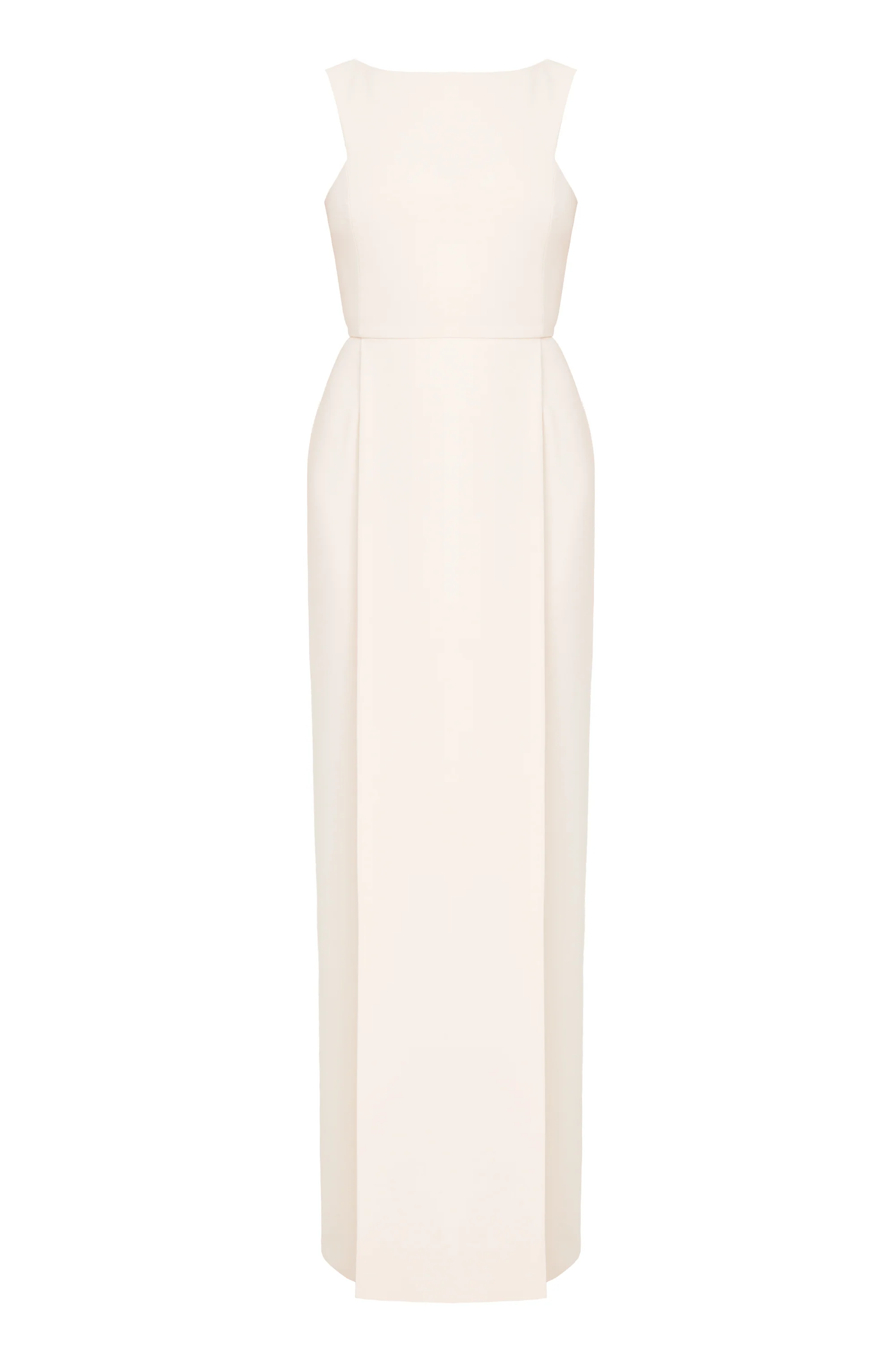 SONORA Pastel Cream Long Dress With Pleated Pencil Skirt - Image 4