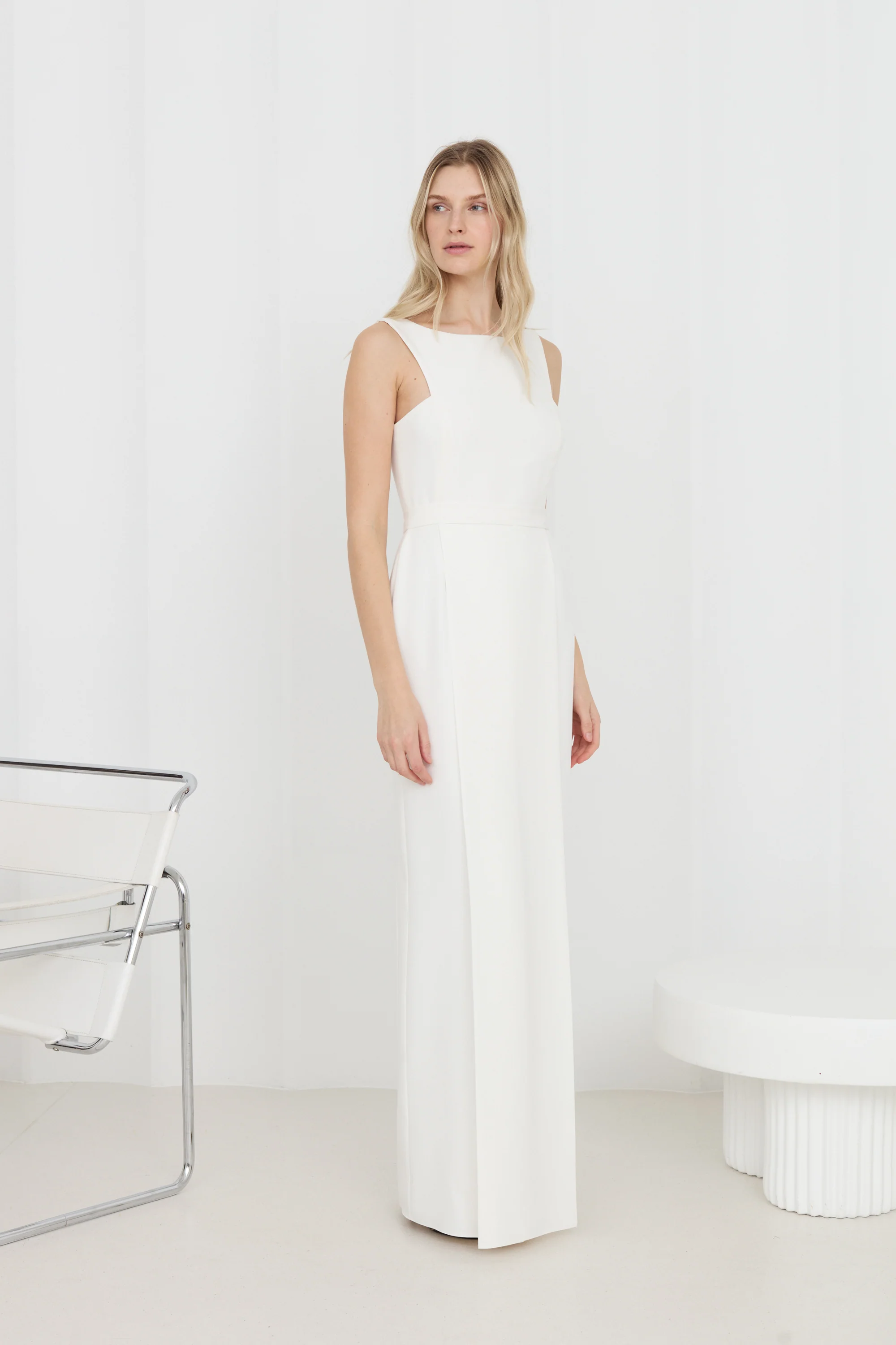 SONORA White Wedding Gown with Bare Shoulders And Pleated Skirt - Image 2