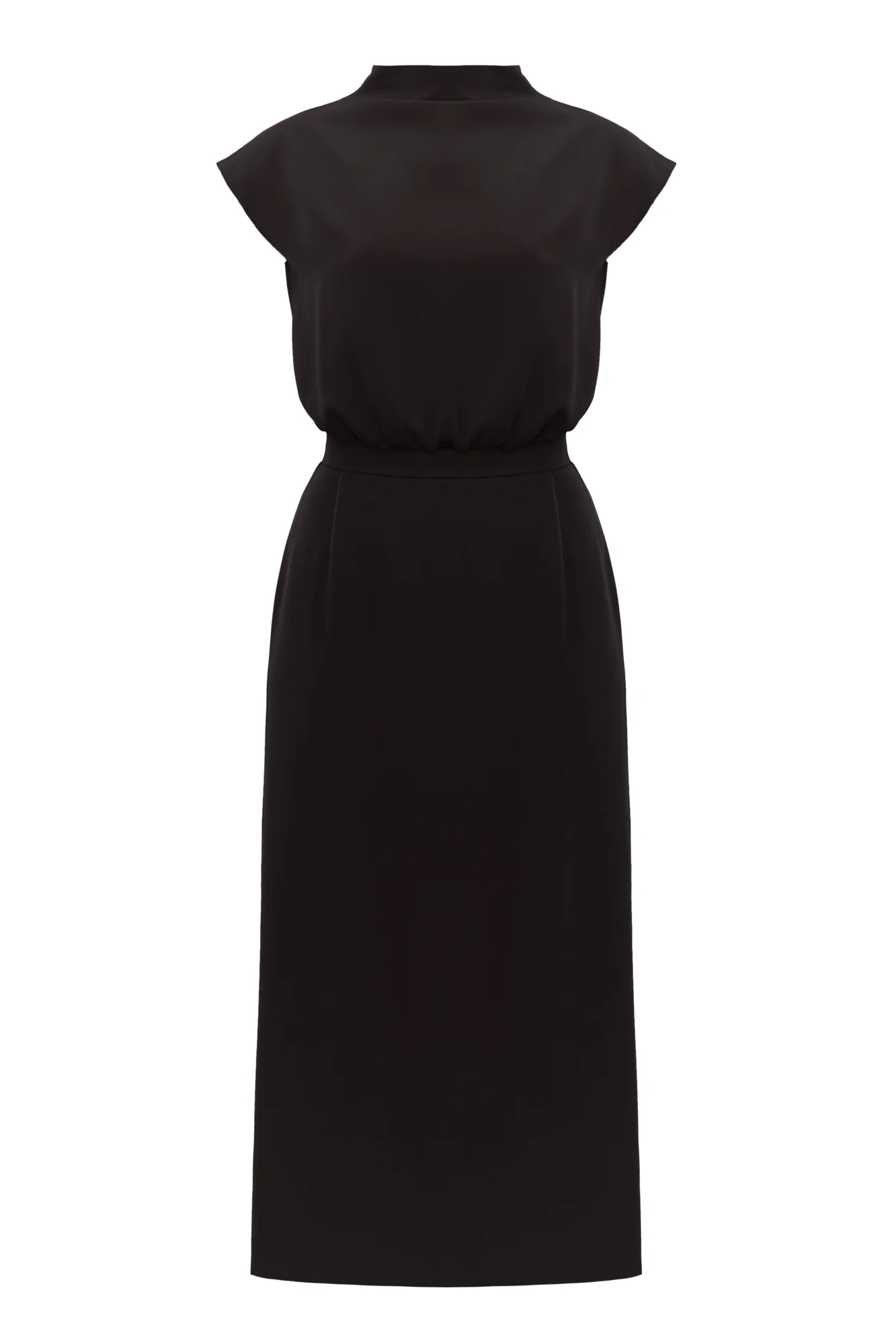 TESSA black short kimono sleeves elegant midi dress - Image 6