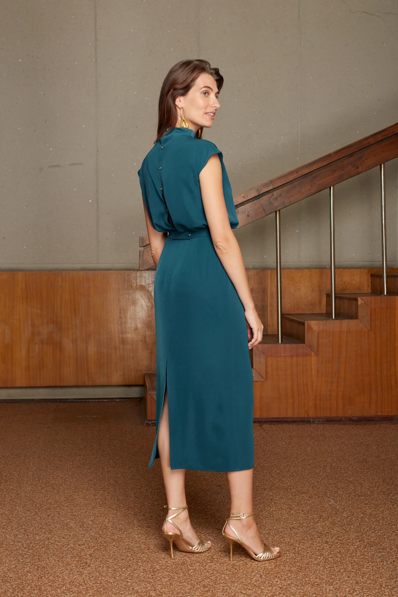 TESSA blue kimono sleeves midi dress - Image 5