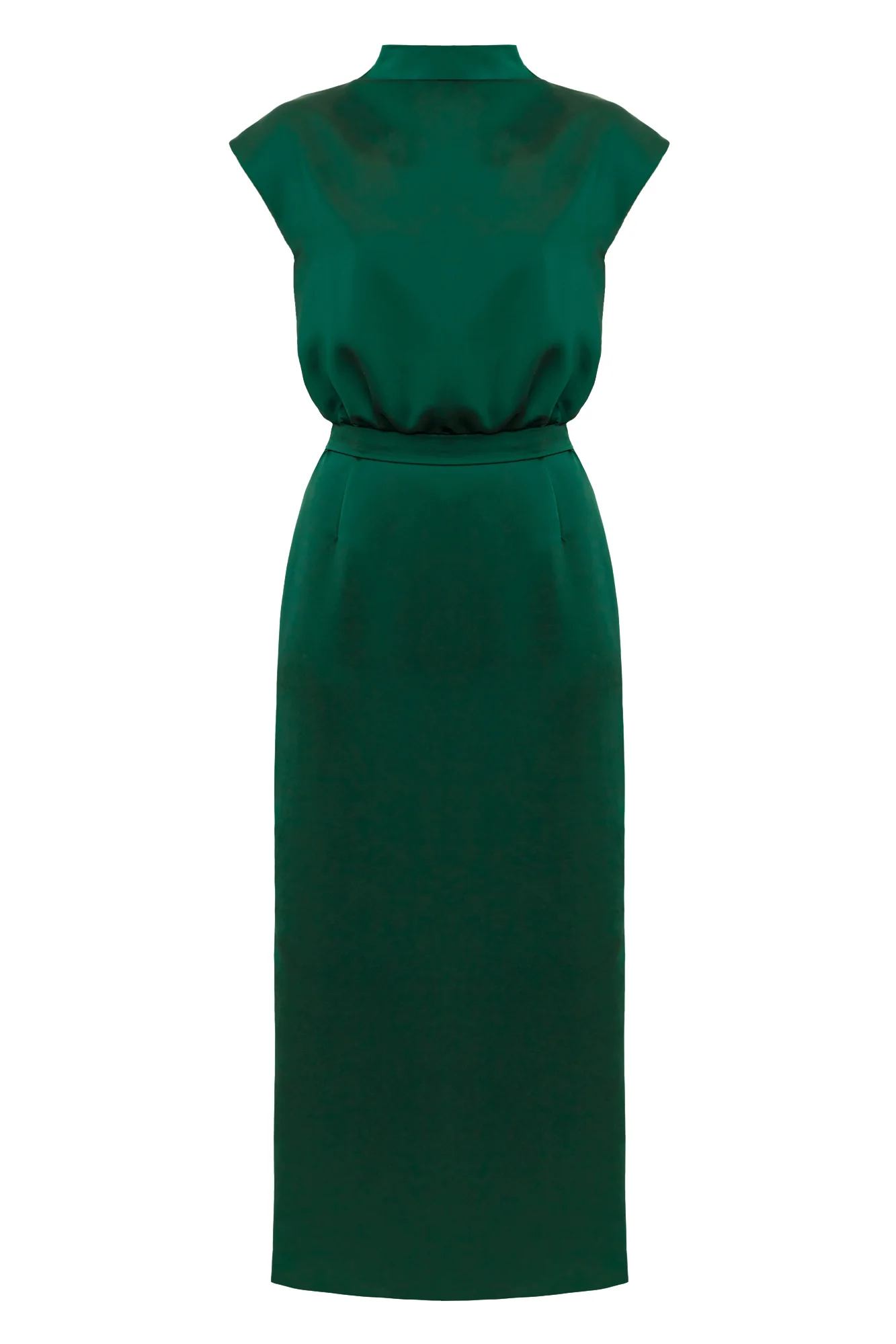 TESSA green satin kimono sleeves cocktail dress - Image 8
