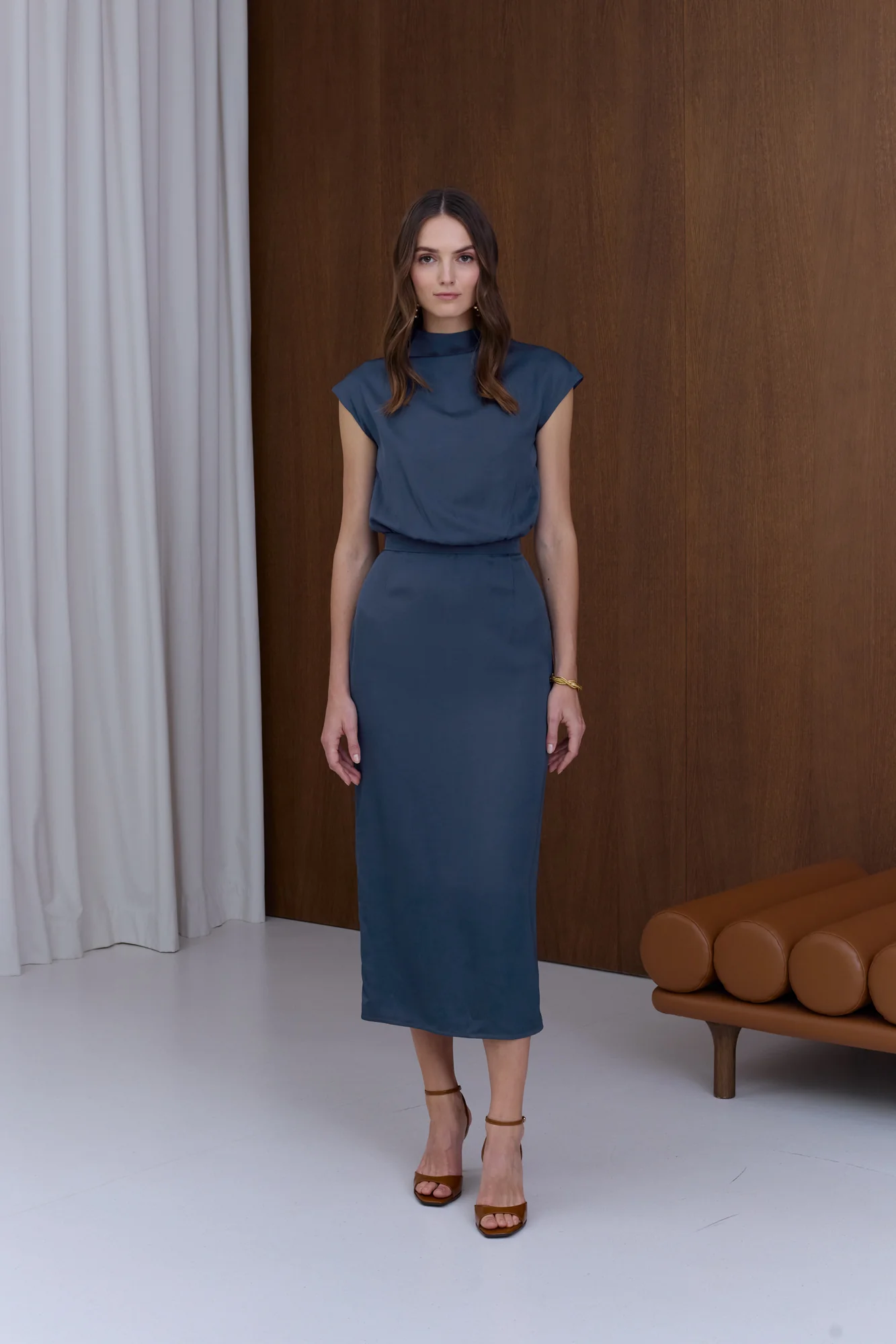 TESSA royal blue short kimono sleeves midi dress - Image 3