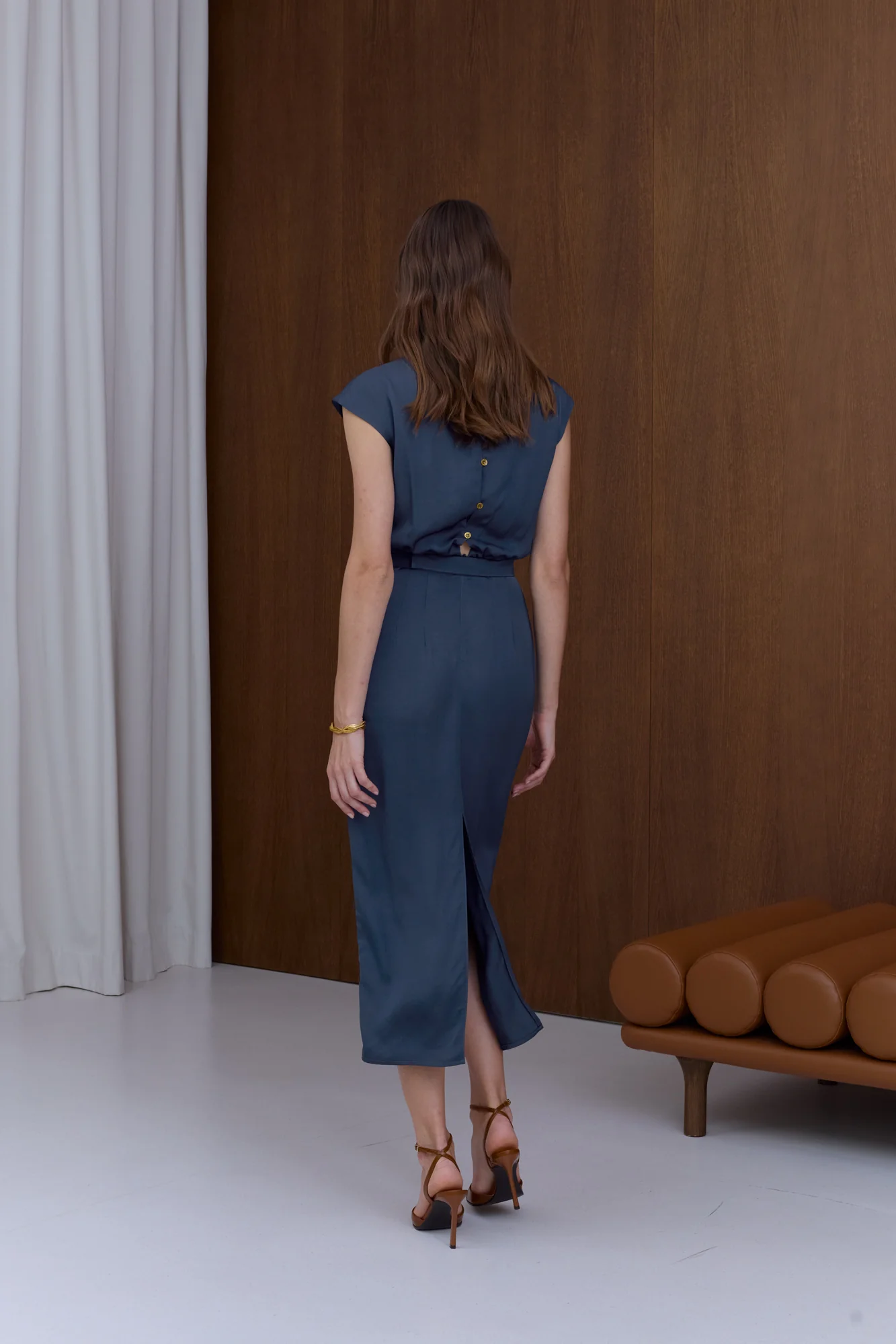TESSA royal blue short kimono sleeves midi dress - Image 4