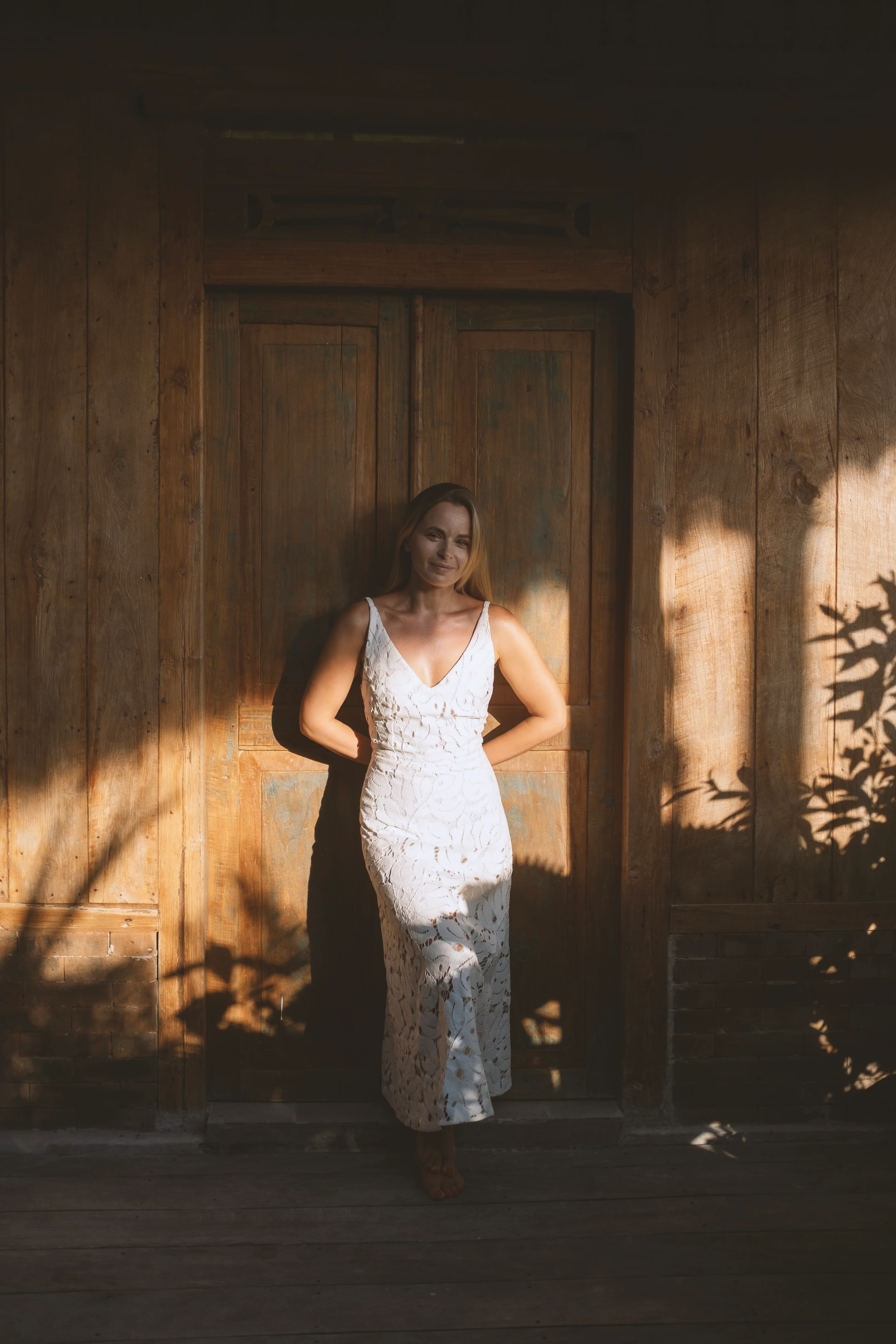 ULLA white lace midi dress with flattering skirt - Image 3
