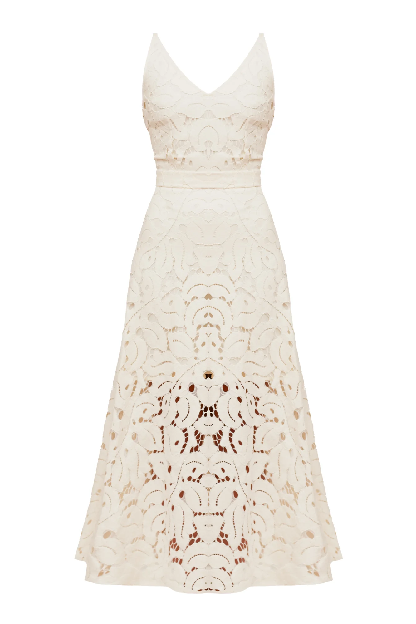 ULLA white lace midi dress with flattering skirt - Image 5