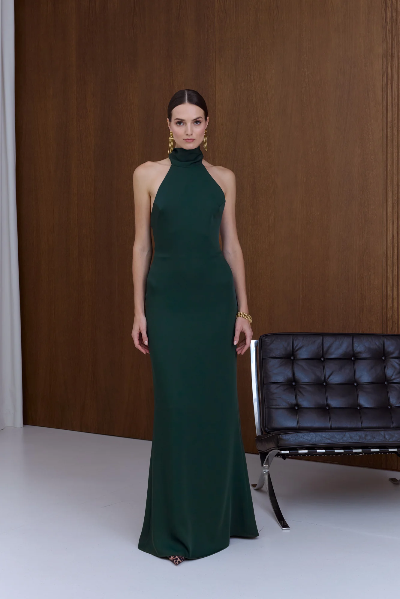 VALERIE Deep Green Open-Back Maxi Dress - Image 3