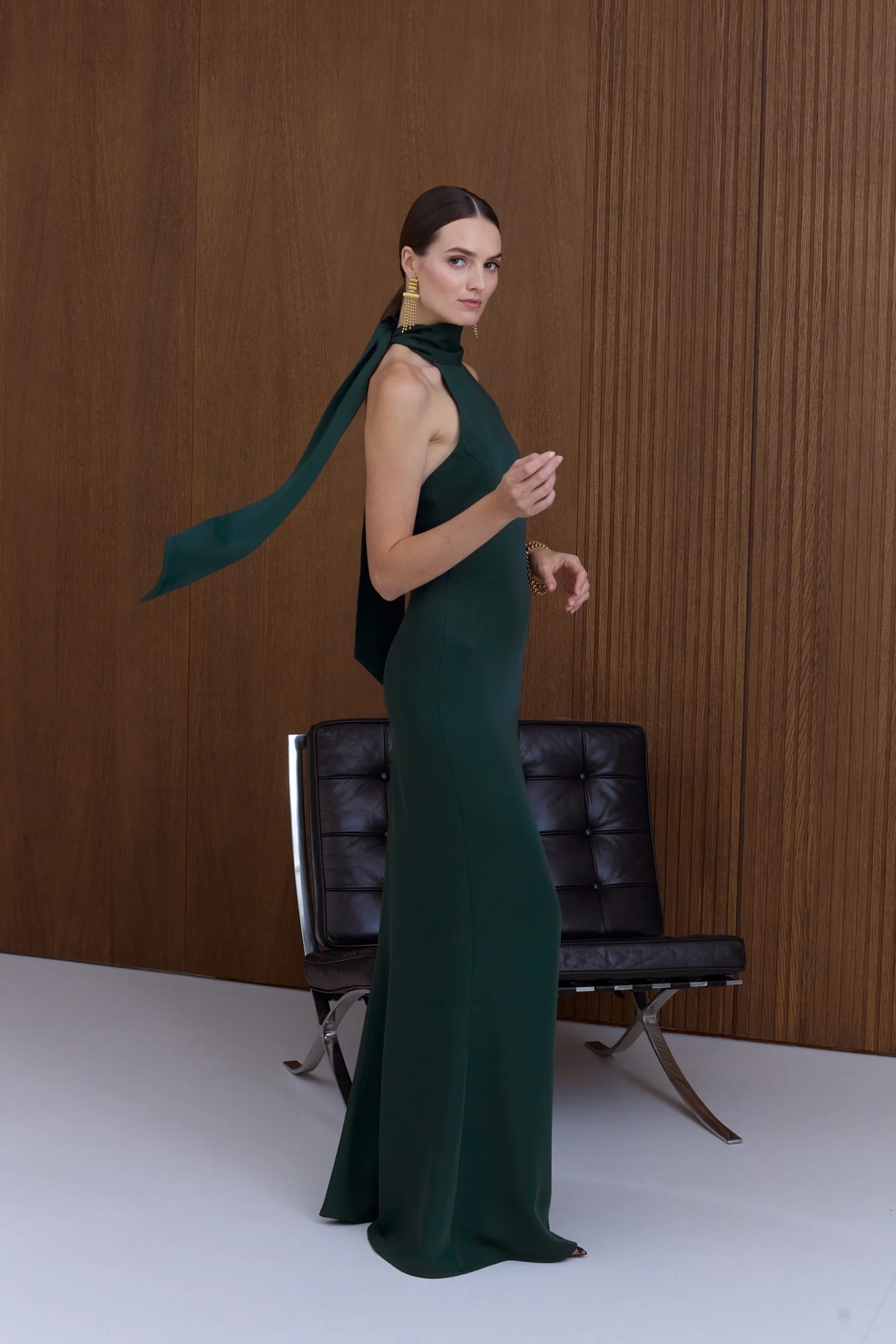 VALERIE Deep Green Open-Back Maxi Dress - Image 4