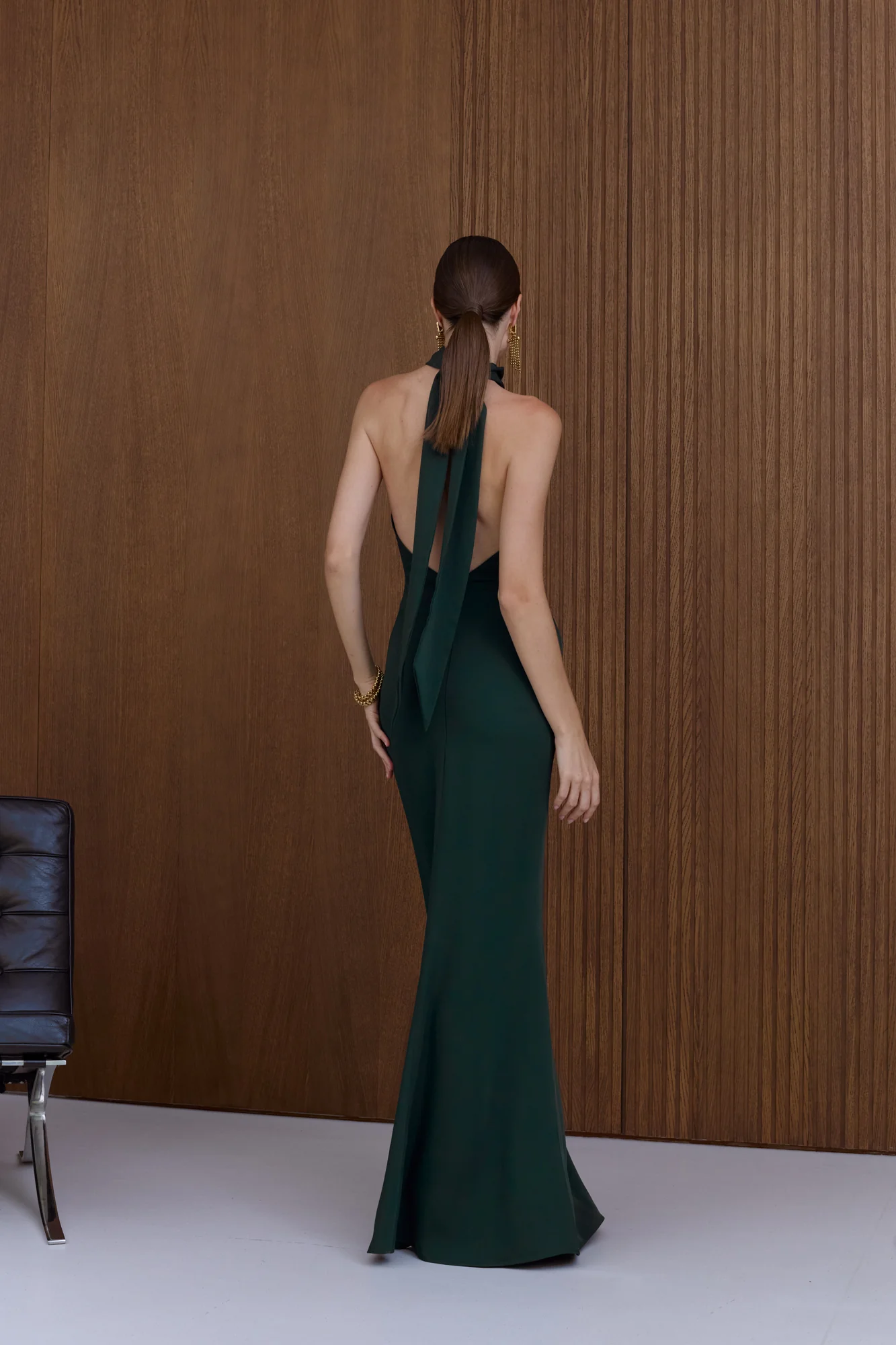 VALERIE Deep Green Open-Back Maxi Dress - Image 5