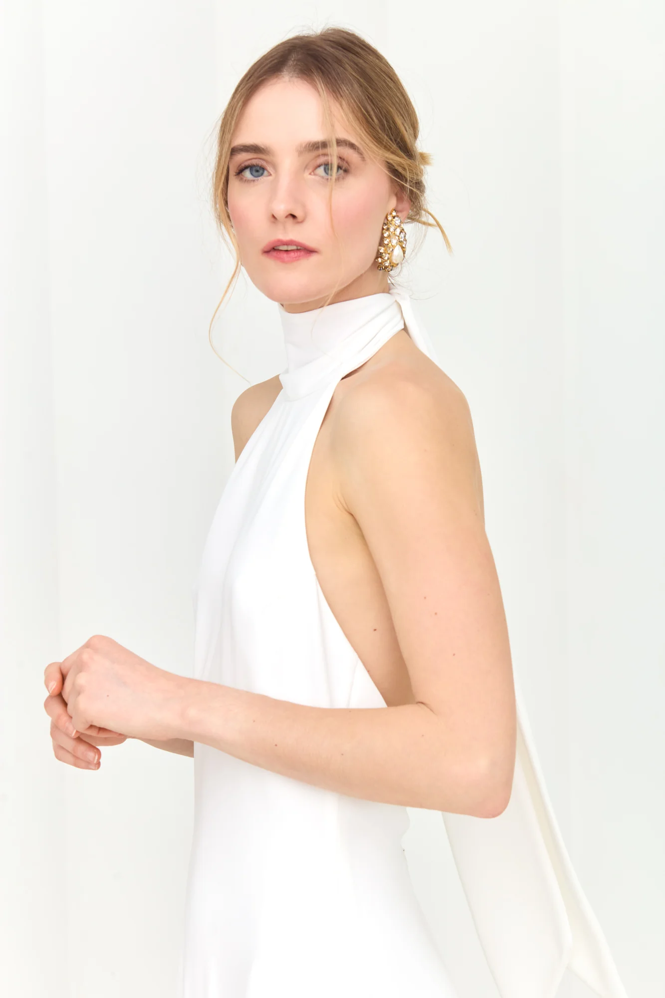 VALERIE Long White Minimalist Wedding Gown - Image 9
