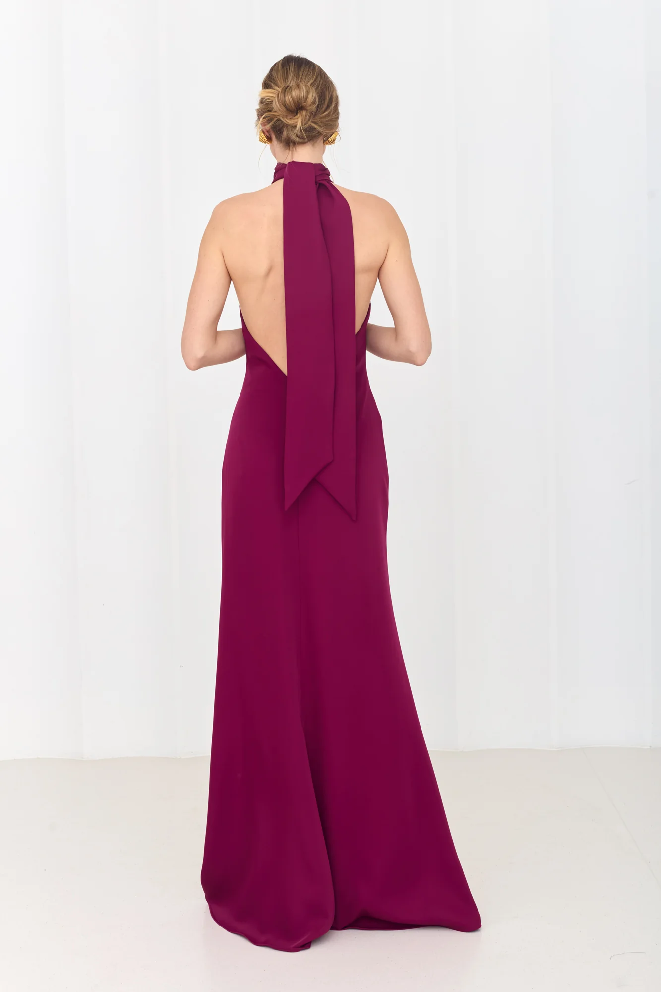 VALERIE Magenta Pink Open-Back Maxi Dress - Image 3