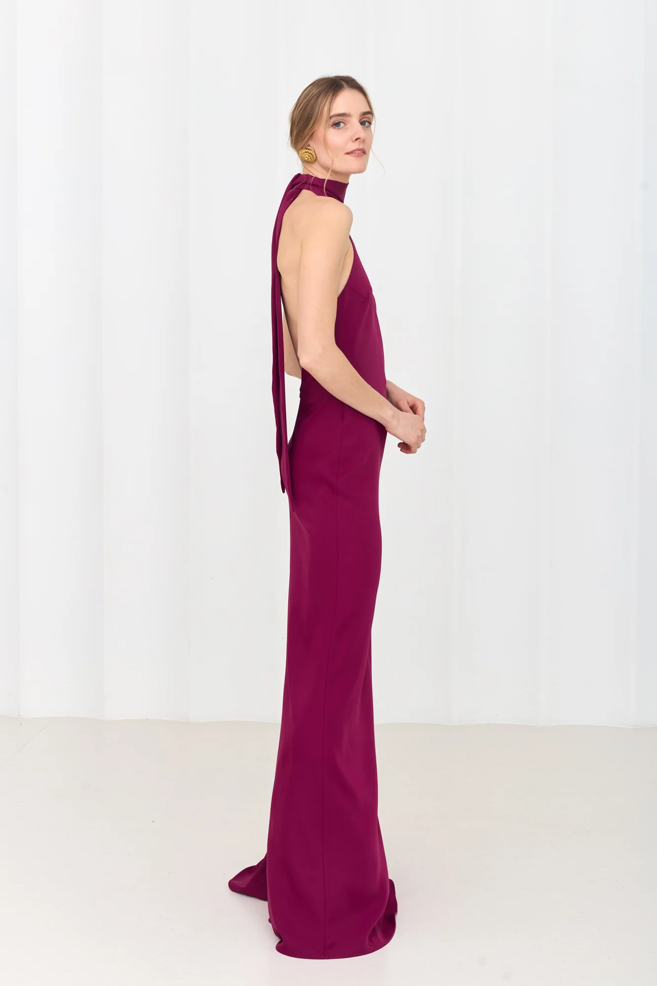 VALERIE Magenta Pink Open-Back Maxi Dress - Image 4
