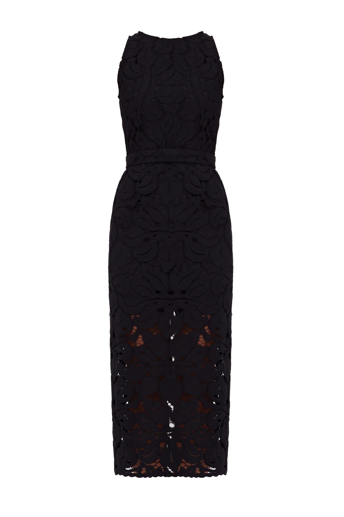 YEMA Black Floral Lace Midi Dress With Open Back - Image 5