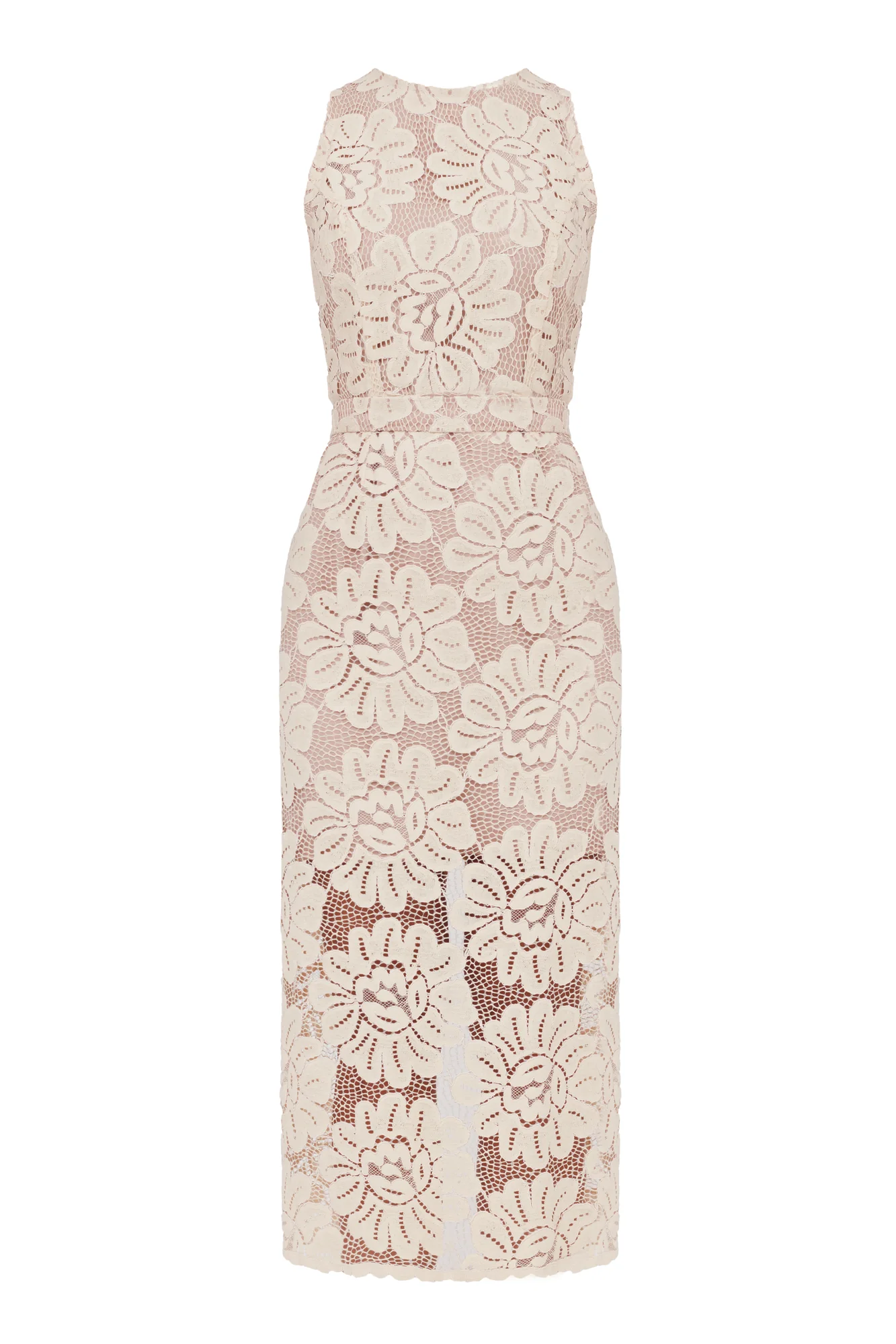 YEMA Pastel Floral Lace Cut Out Back Midi Dress - Image 5