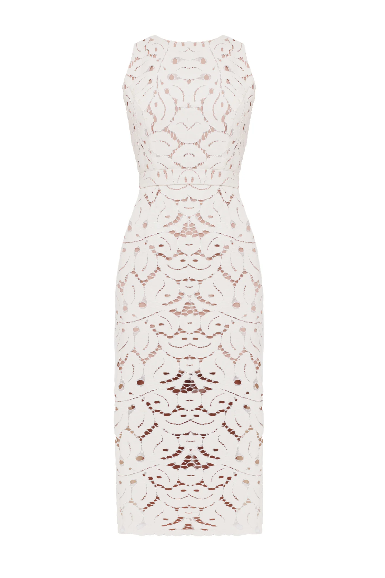 YEMA White Lace Open Back Midi Wedding Dress - Image 5